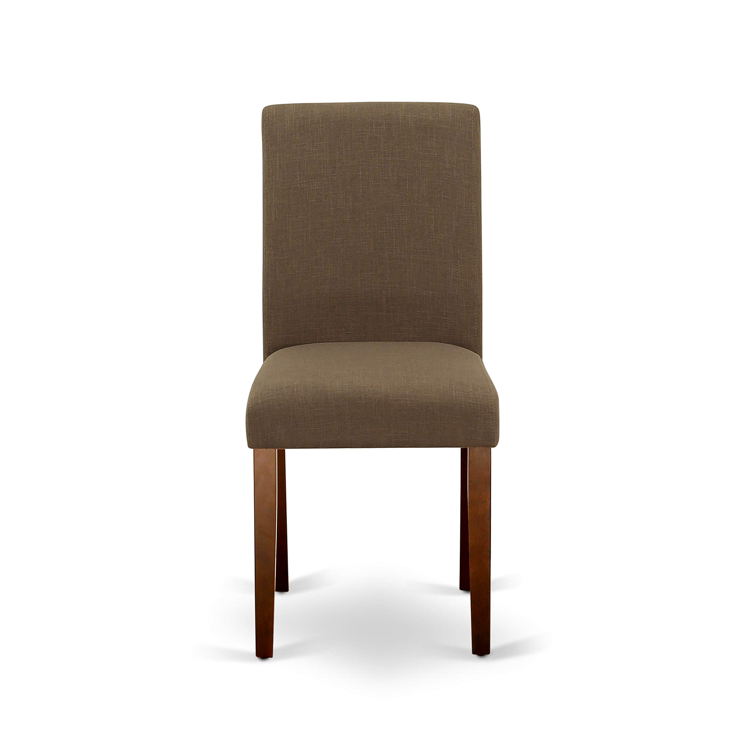 East West Furniture ESAB3-MAH-18 3-Piece Small Space Dinette Set with Round Pedestal Dining Table & 2 Coffee Linen Fabric Parson Chairs, 30x30 Inch, Mahogany - Perfect for Apartments, Breakfast Nooks & Cozy Dining Areas