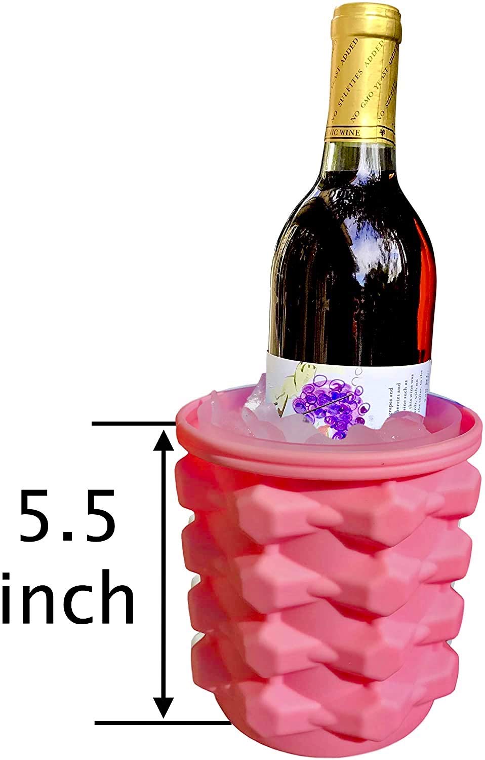 Pink Silicone Ice Cube Tray with Storage Bin - Portable 2-in-1 Mini Ice Maker for Craft Cocktails, Cold Drinks & Home Bar - Round Closed Ice Mold for Freezer - Perfect for Parties, Camping & Small Spaces