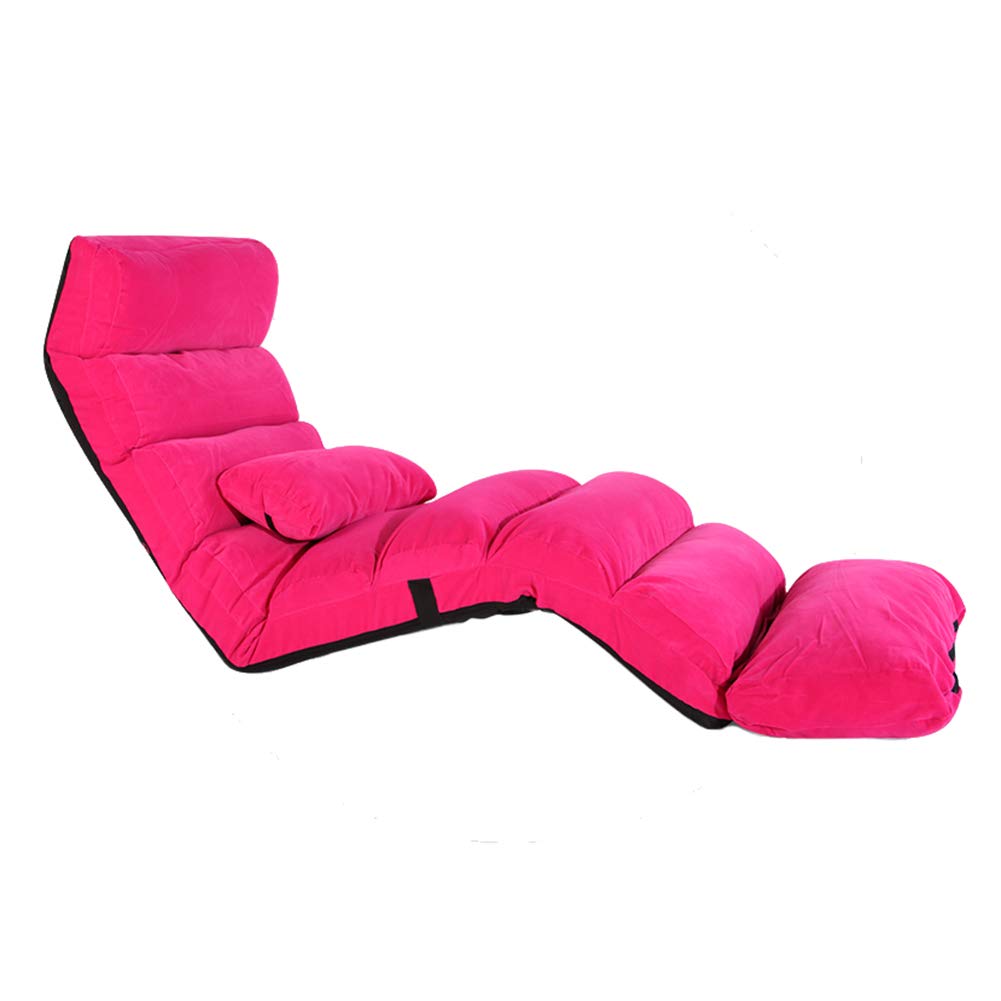 LXLA - Foldable Lazy Sofa Floor Chair with Adjustable Backrest, Padded Lounge Couch Bed - 205cm Extra Long (Rose Red) - Perfect for Living Room, Bedroom, Dorm & Outdoor Relaxation