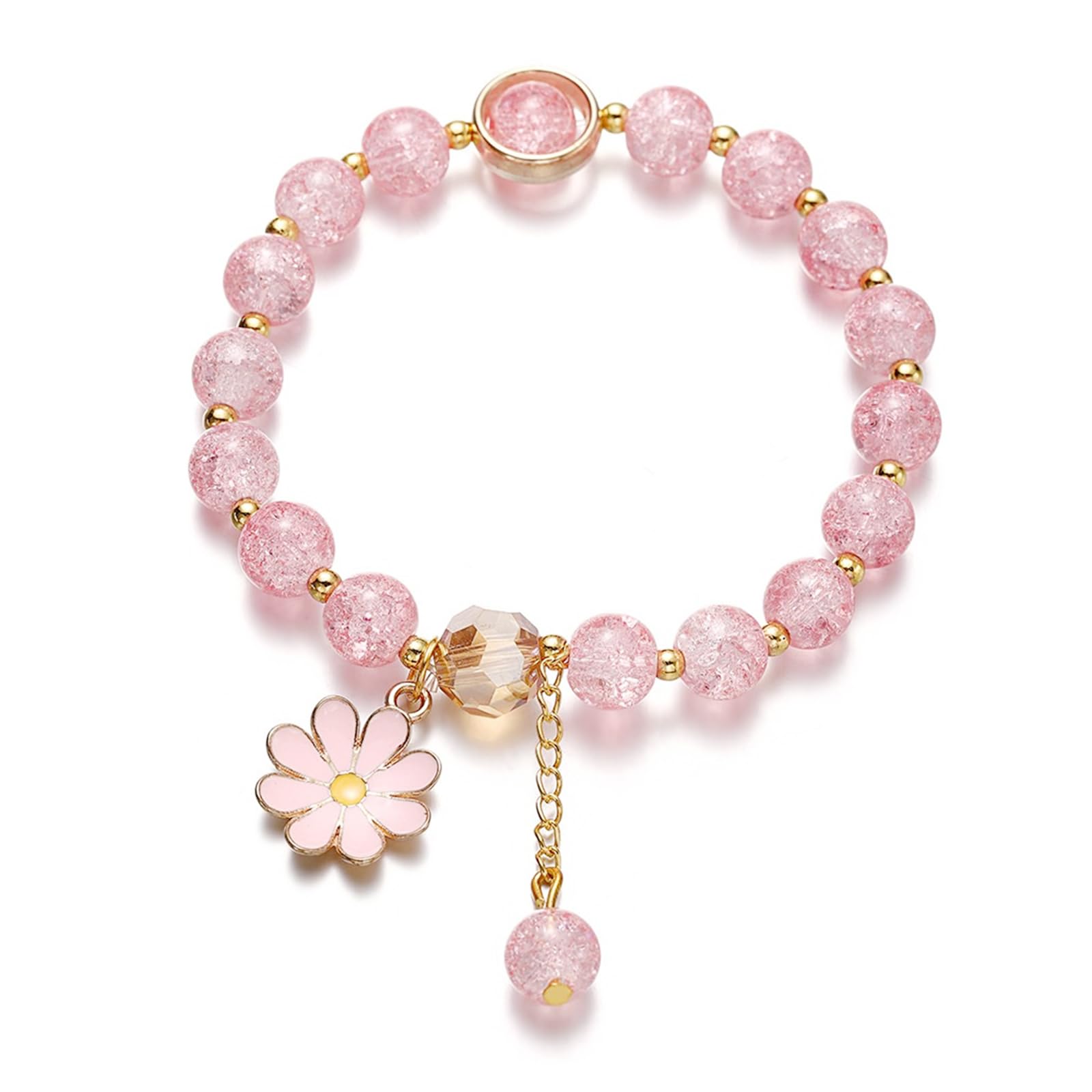 POYAMUSE Colorful Flower Charm Bracelet - Boho Daisy Crystal Beads Bracelet for Women | Trendy Summer Festival Accessory, Layered Stacking Jewelry Gift for Her