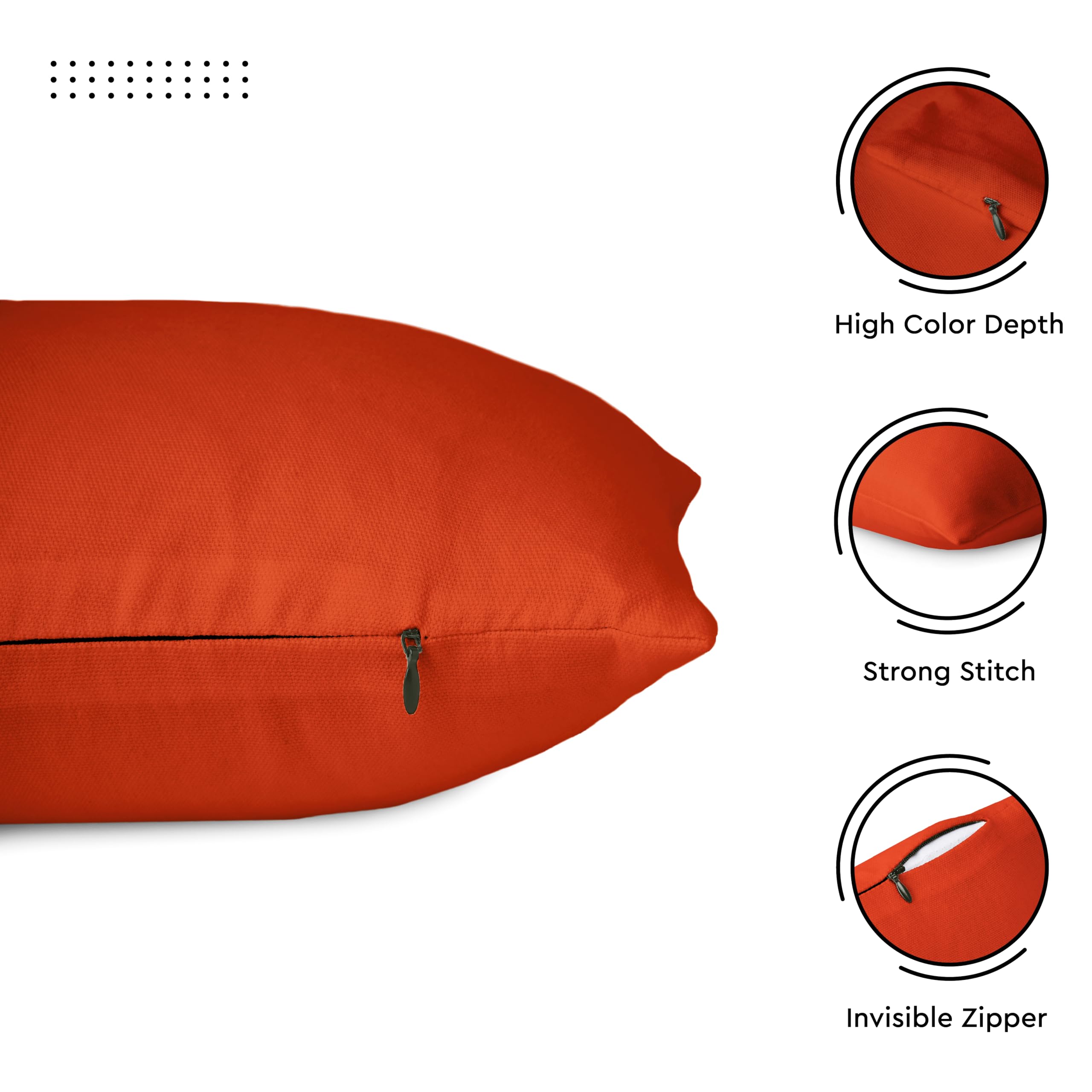 Encasa XO 24x24 Inch Throw Pillow Covers Set of 2 - Brick Red Cotton Decorative Cushion Covers with Hidden Zipper Closure for Sofa, Bed, Living Room - Perfect for Home Decor, Cozy Reading Nook & Accent Pillows