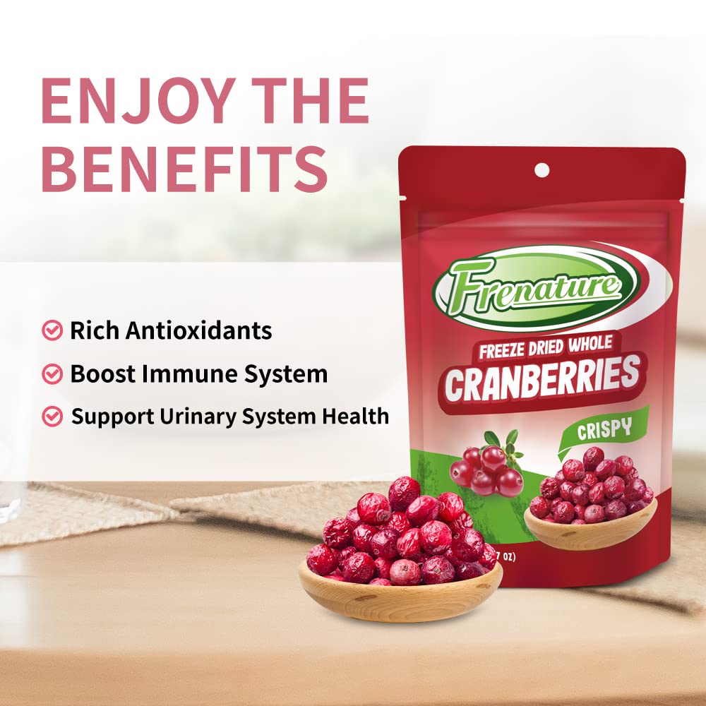 Freeze Dried Cranberries - Natural, Gluten Free & Vegan Snacks | Canada Whole Dried Fruits | 1.27oz (Pack of 4) | Perfect for Camping, Hiking & Healthy On-the-Go Snacking
