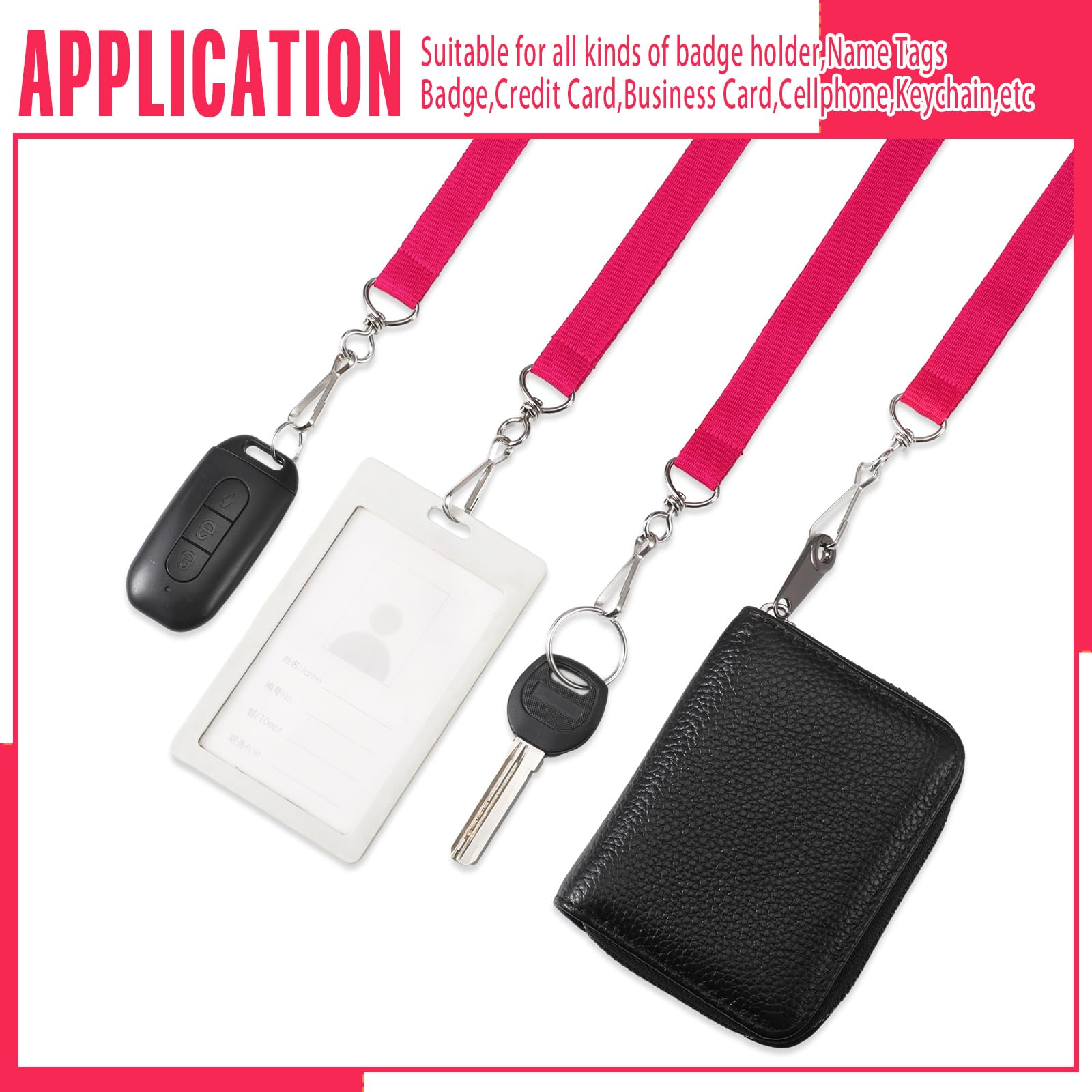 Breakaway Lanyards with J Hook - Bulk ID Badge Holders for Work & Events