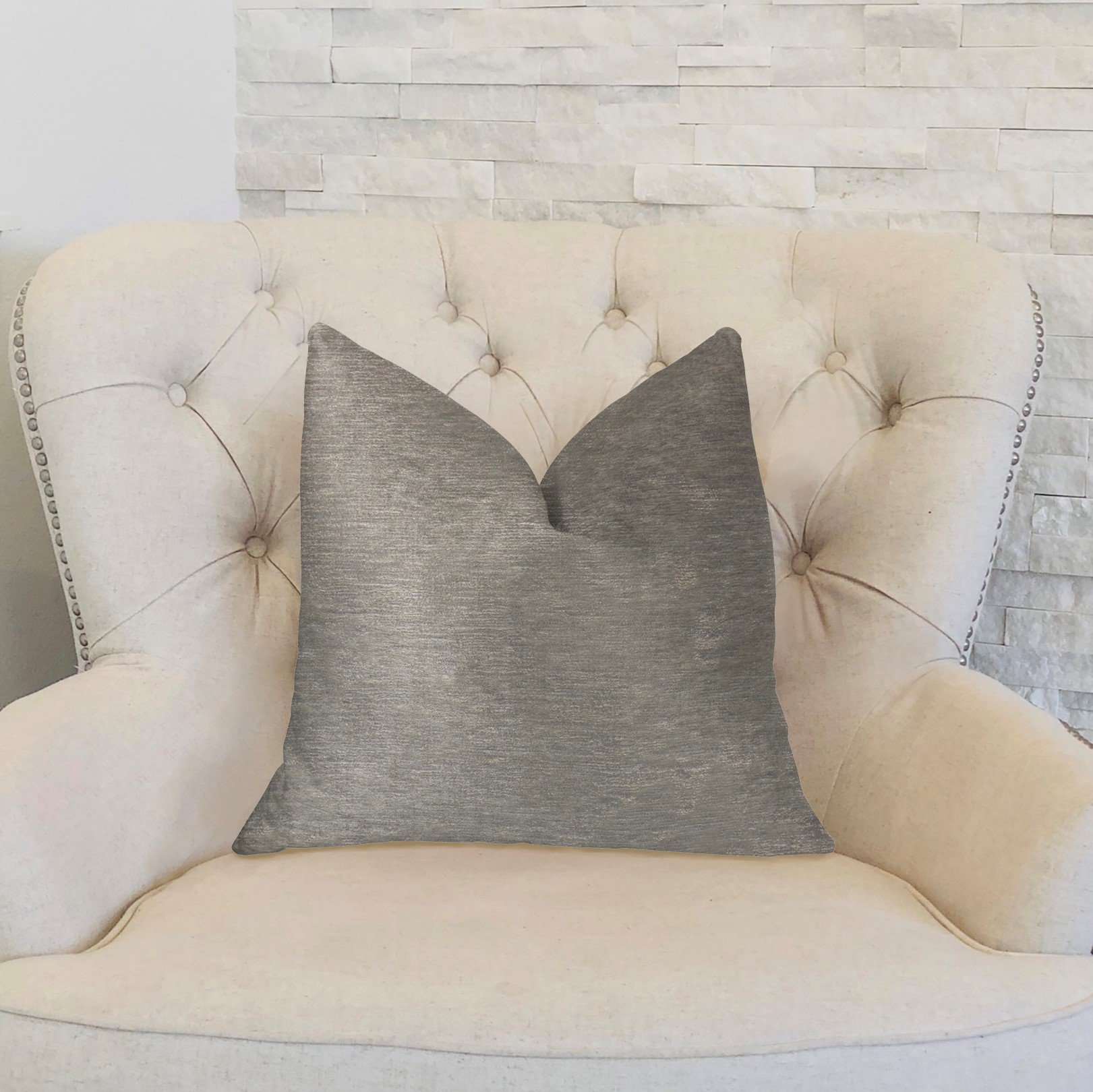 Plutus Pearly Shell Velvet Luxury Throw Pillow 22x22 Inches - Soft Decorative Cushion for Sofa, Bed & Home Decor