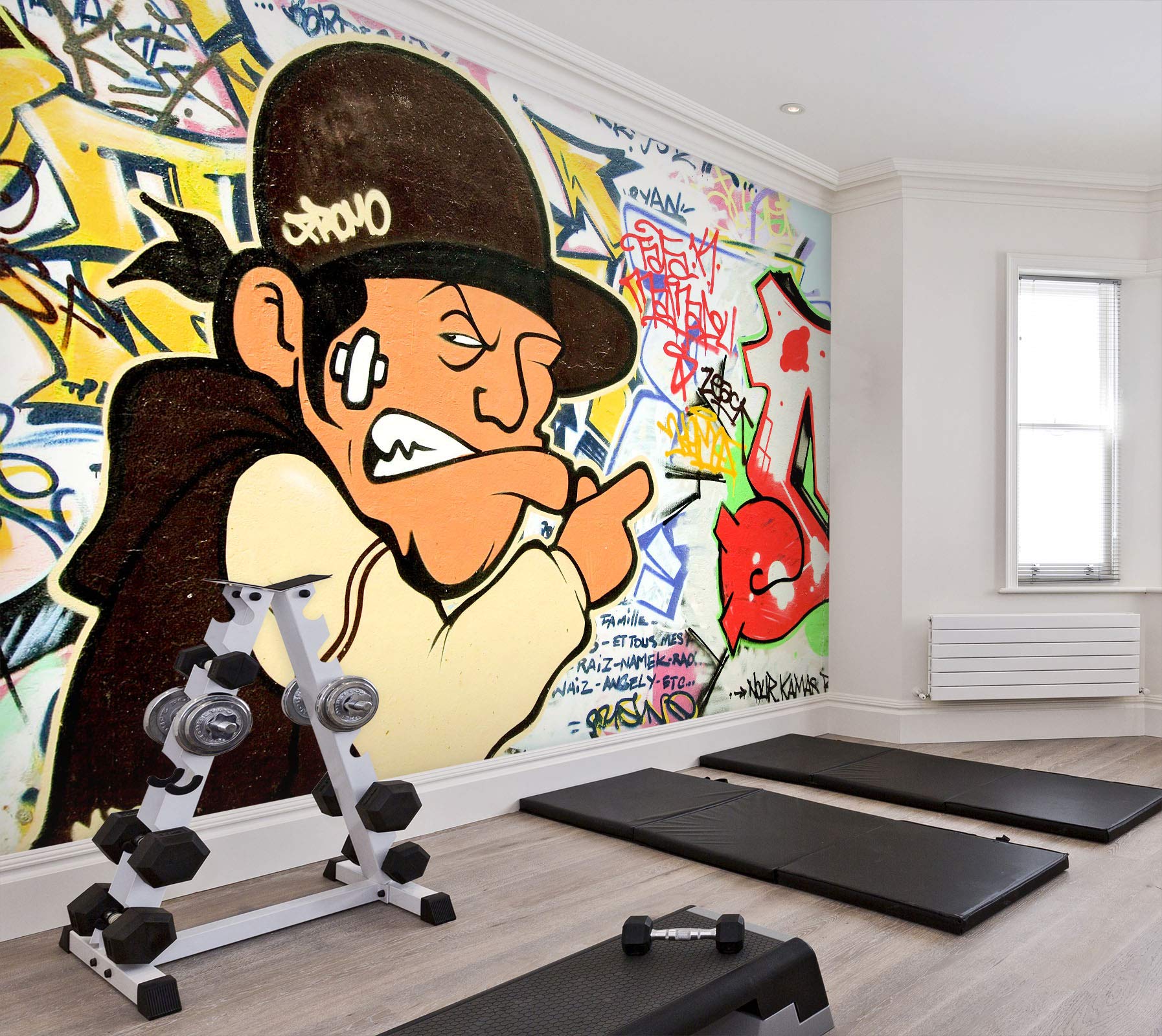 3D Black Hat Man Wallpaper Print - Self-Adhesive Vinyl Wall Mural (205”x114”/520x290cm) - No Glue & Removable - Perfect for Living Room, Bedroom, or Office Decor