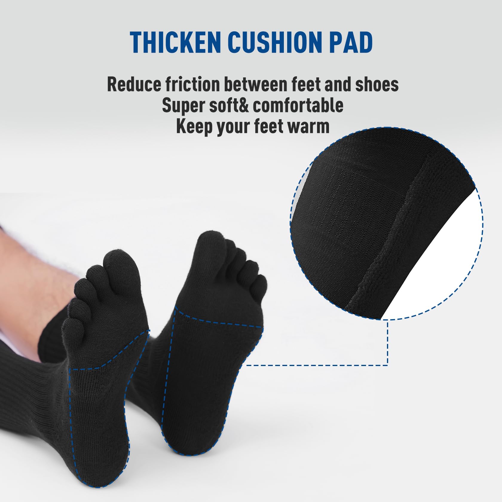 Coolmax Breathable Toe Socks for Men & Women - 3 Pairs Athletic Running Socks with Five Finger Design - Perfect for Yoga, Gym Workouts & Outdoor Activities