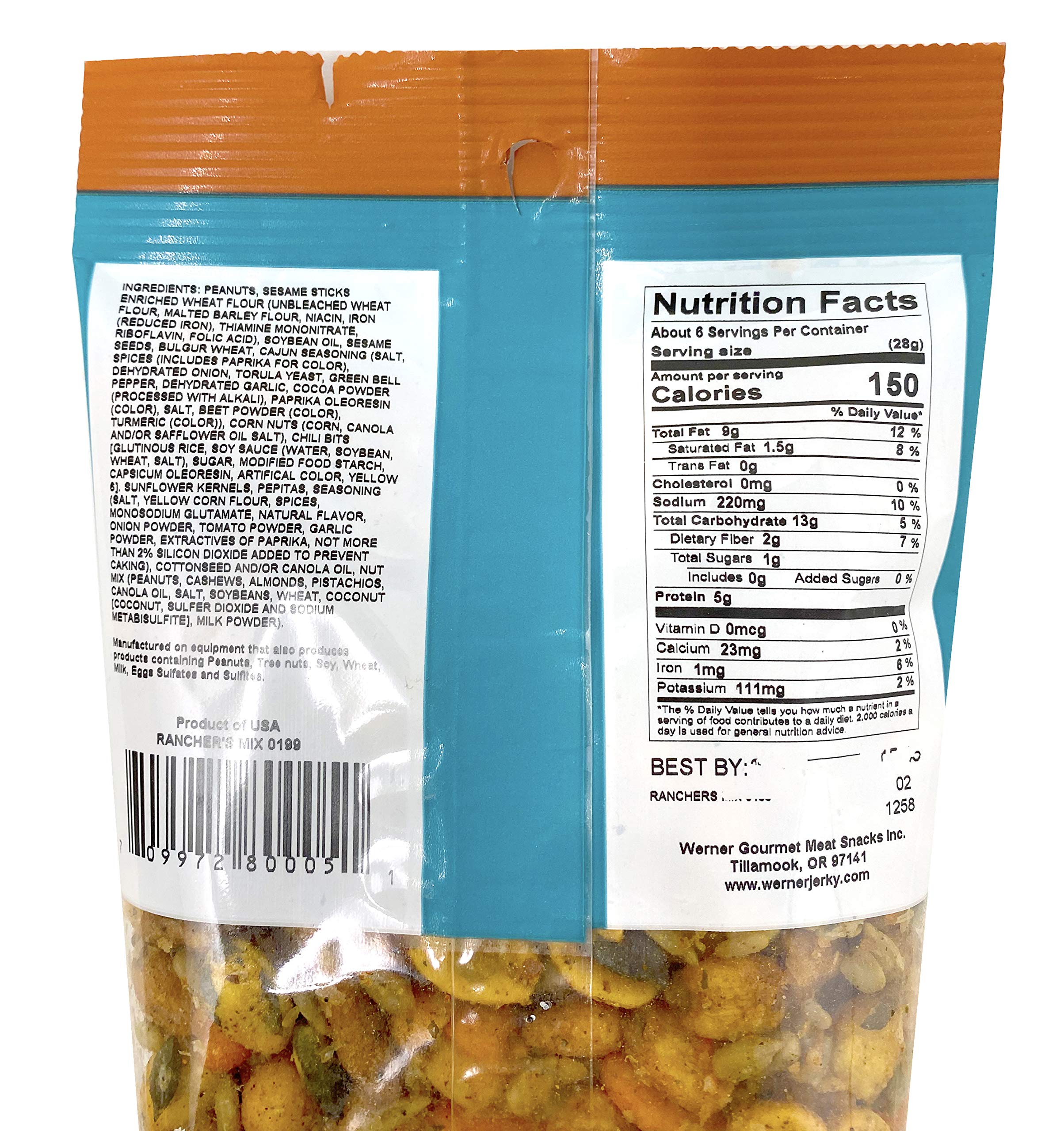 Werner Snacks Rancher’s Mix – Spicy Habas Snack Mix, Value Size 5.5oz (Pack of 6) | Bold Flavors for Parties, Road Trips & Office Snacking | Crunchy & Delicious Trail Mix
