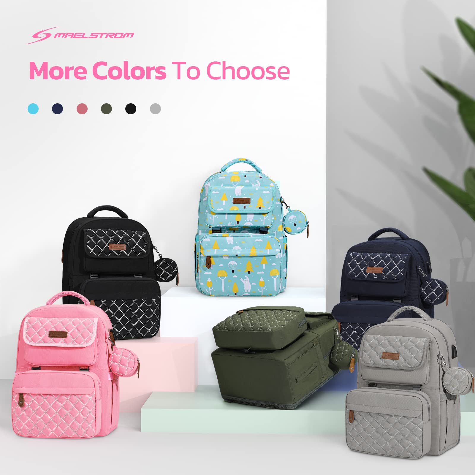 **Maelstrom Large Expandable Diaper Backpack (29L-45L) for Twins & 2 Kids – Stylish Baby Bag with Removable Cross-Body Bottle Holder – Perfect Gift for Parents (Pink) – Ideal for Travel, Daycare & Family Outings**