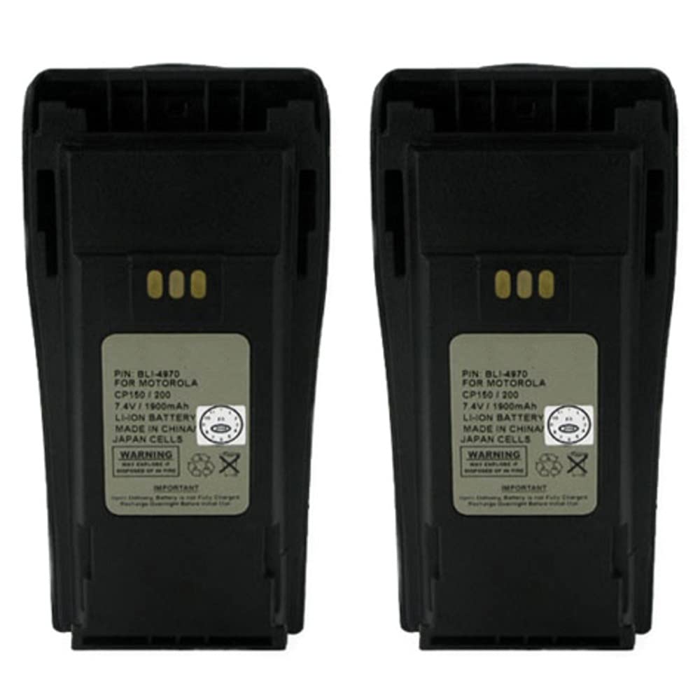 Synergy Digital 2-Way Radio Li-ion Battery Pack - 7.4V 1900mAh Replacement for Motorola HNN9808B & NNTN4970 - 2-Pack with Extended Battery Life - Perfect for Business, Security, and Outdoor Communication