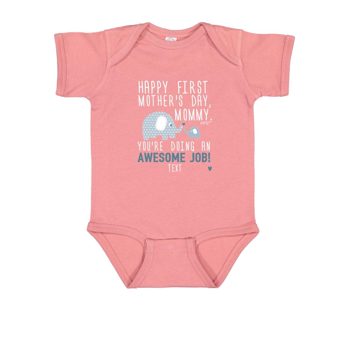 Personalized Baby Bodysuit - Cute Blue Elephant Design for First Mother's Day - Perfect Gift for New Moms & Baby Showers