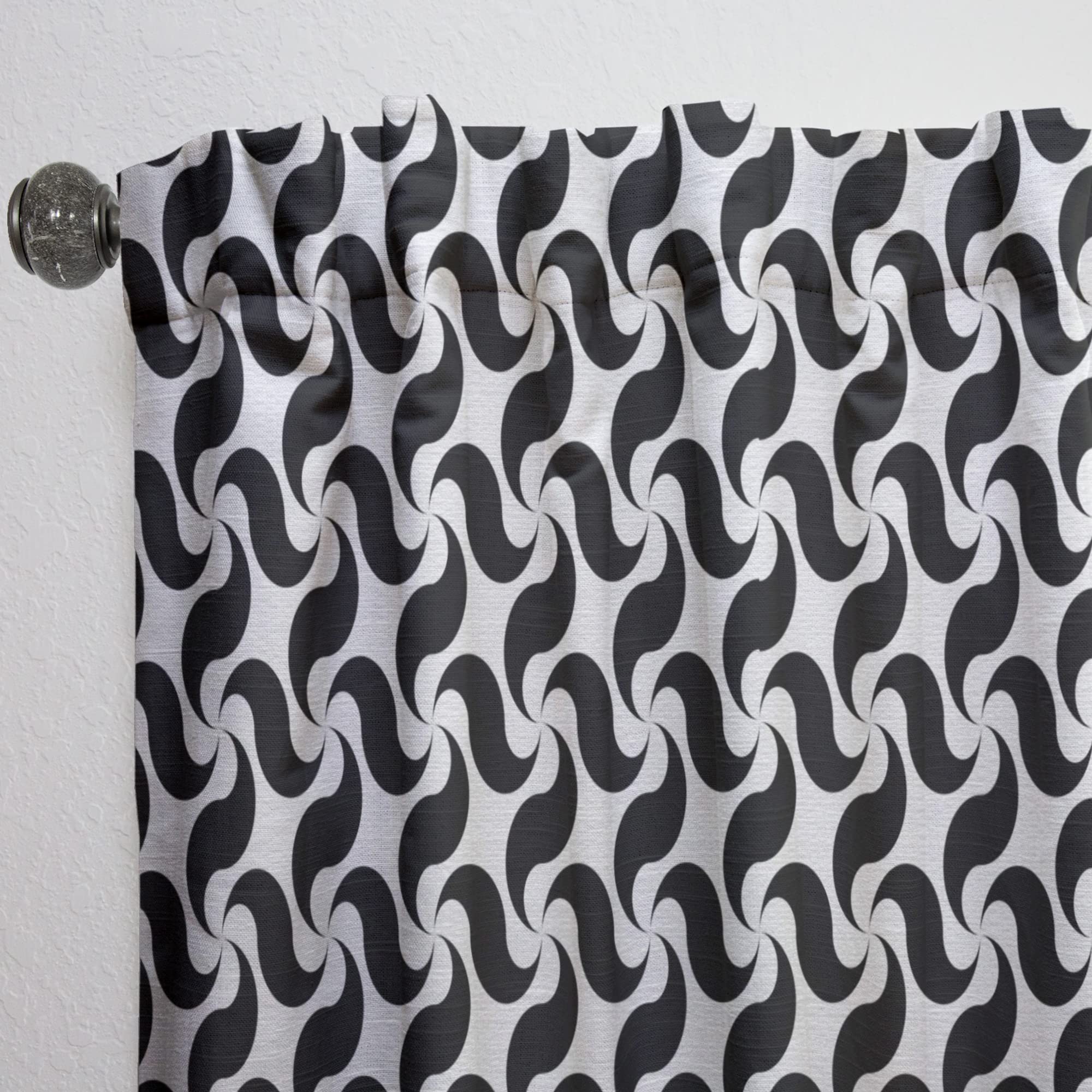 DesignQ Monochrome Geometric Pattern IV Thermal Insulated Curtains - Single Panel 52x84 - Blackout Drapes for Bedroom & Living Room - Perfect for Home Decor & Light Control
