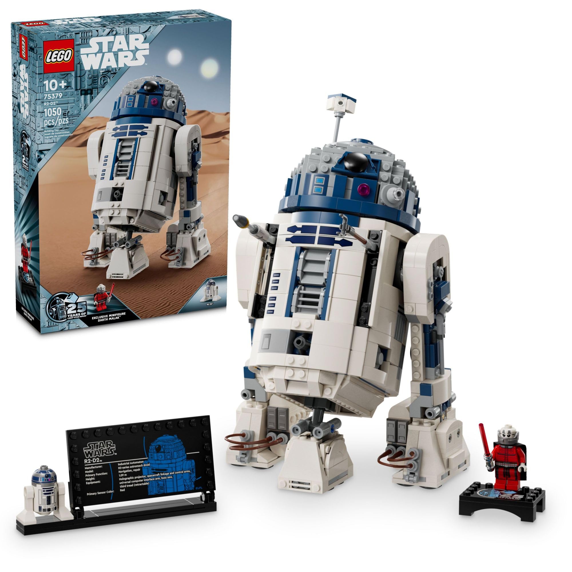 LEGO Star Wars R2-D2 Building Kit 75379 - 2314-Piece Collectible Droid Model for Adults & Kids 10+, Perfect for Display & Play - Includes Exclusive 25th Anniversary Darth Malak Minifigure - Great Gift for Star Wars Fans - Ideal for Home Decoration, Office Display & Creative Play