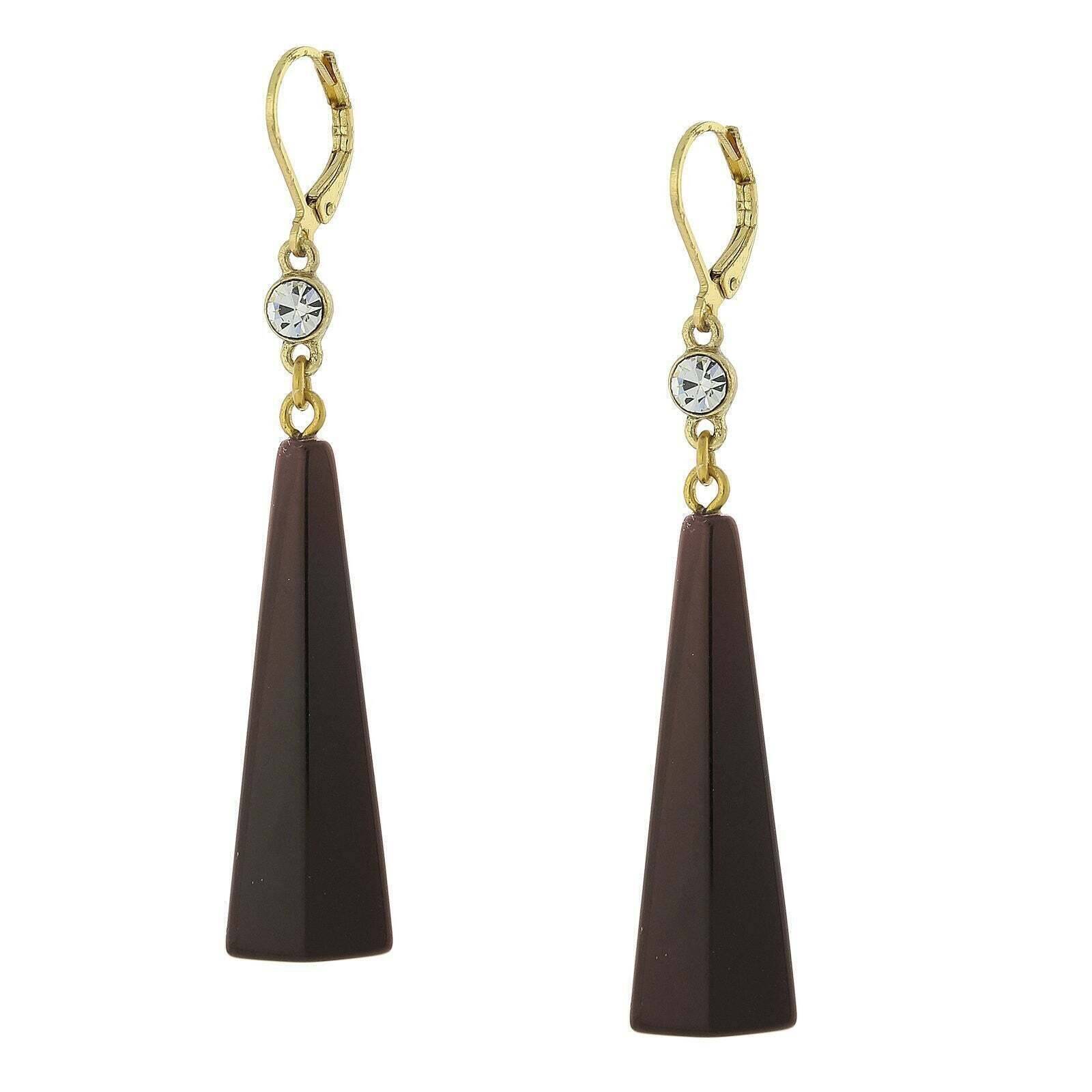 1928 Jewelry Dark Tortoise Brown Drop Earrings for Women - Vintage Style Dangle Earrings for Party, Wedding & Evening Wear