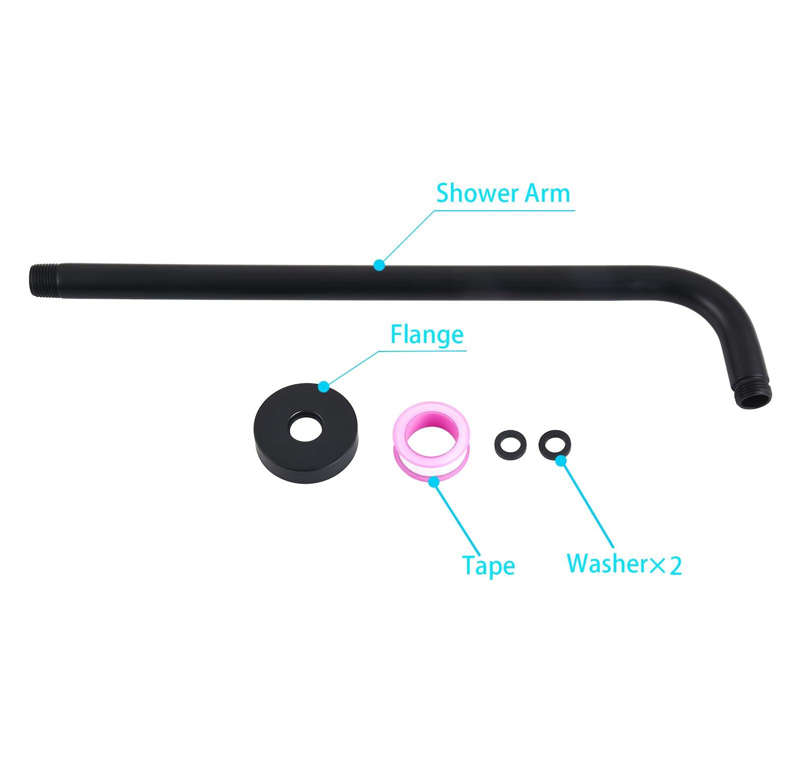 12 Inch Stainless Steel Shower Arm with Flange - 90 Degree Adjustable Rain Shower Extension Arm - Matte Black Wall Mounted Shower Head Bracket for Fixed Shower Systems (Perfect for Bathroom Renovation & Spa-Like Shower Experience)