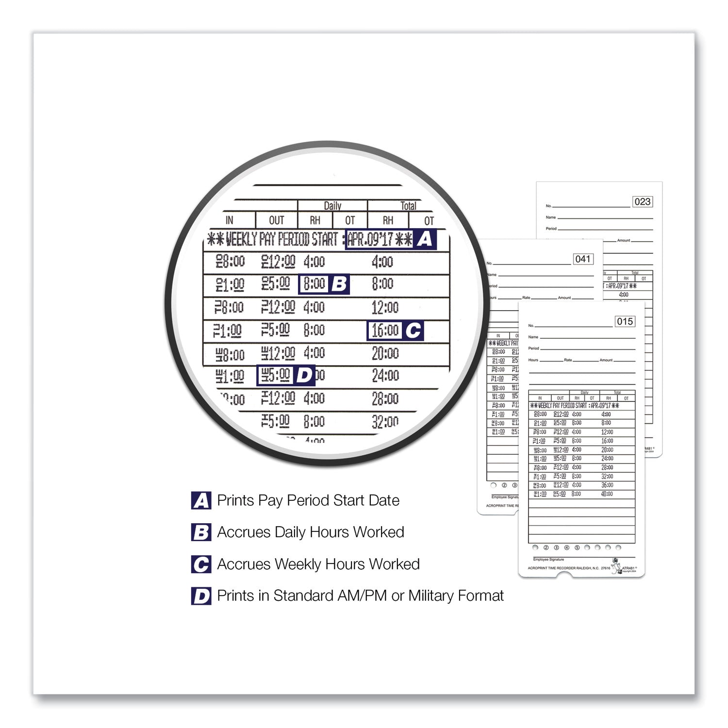 Acroprint® ATR480 Digital Time Clock with Accessories Bundle - White/Charcoal Display for Employee Time Tracking & Attendance Management in Offices & Workplaces