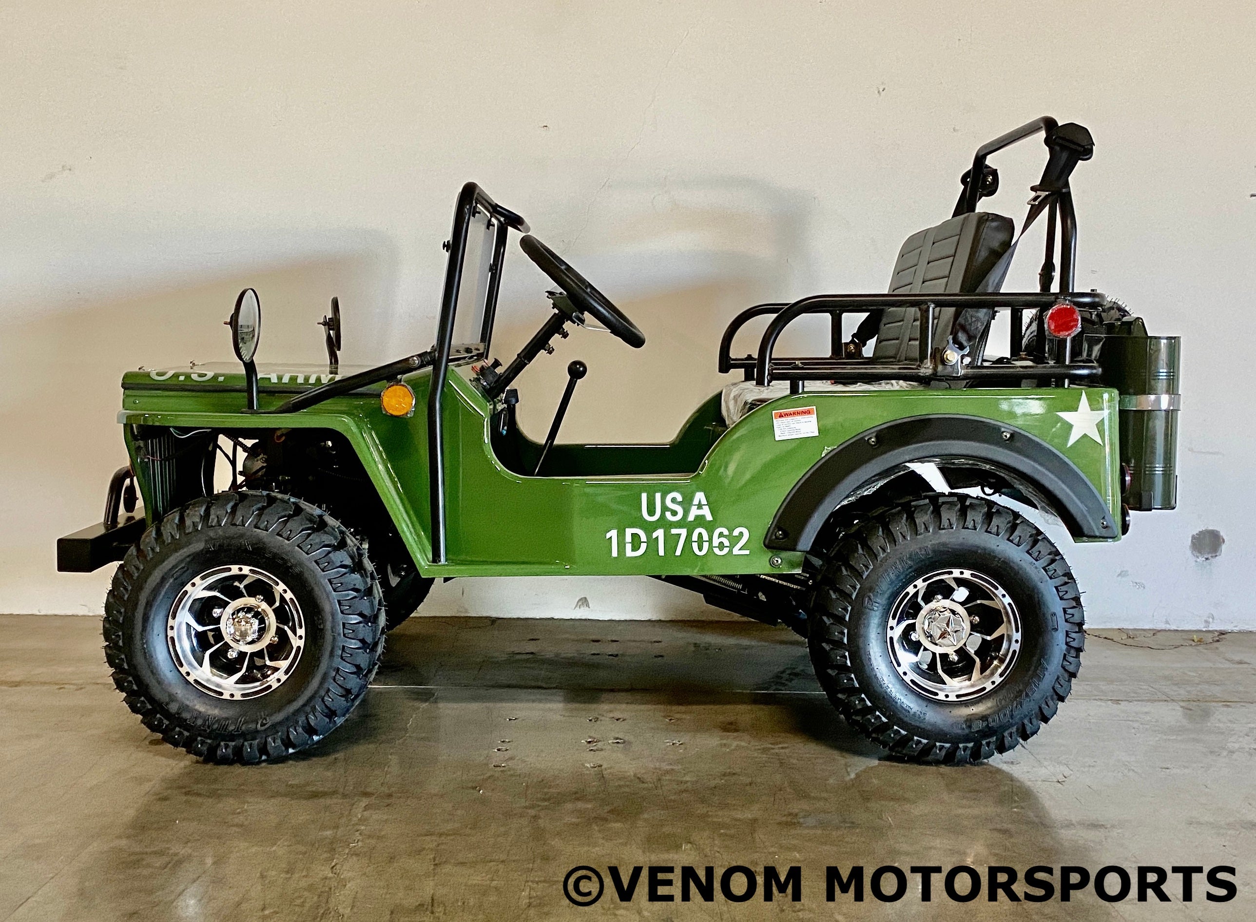 Venom Mini Jeep 125cc 2-Seater Off-Road Vehicle - Willys Edition with 3-Speed Transmission | Perfect for Kids & Adults, Backyard Adventure, Camping & Trail Riding