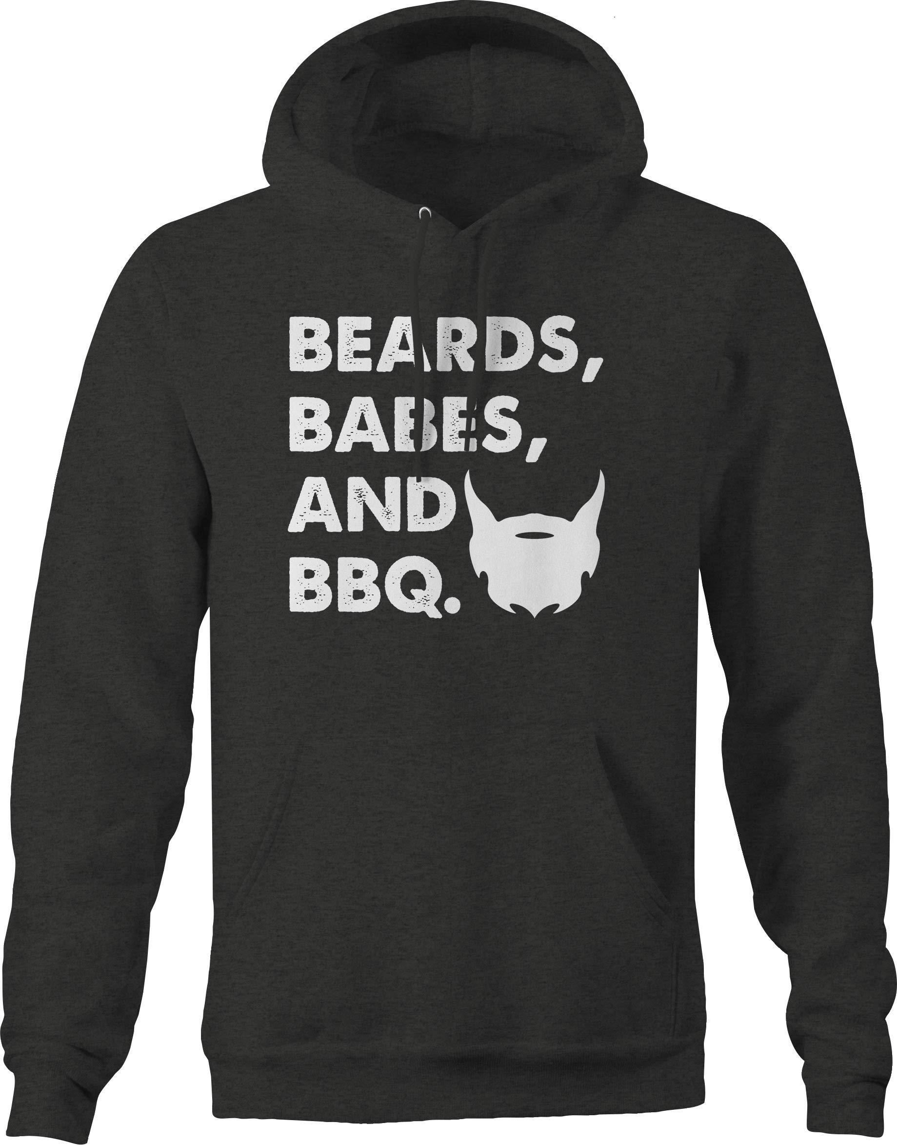 VIL Beards Babes BBQ Hoodie - Gray Grill-Themed Pullover for Men & Women - Perfect for Outdoor Cooking, Camping & Backyard Parties