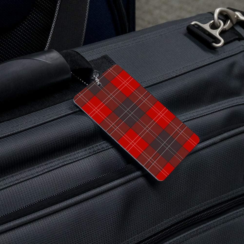 Red and Gray Plaid Luggage Tag - Durable Suitcase ID Tag for Carry-On Bags - Perfect for Travel, Business Trips, and Vacation Identification