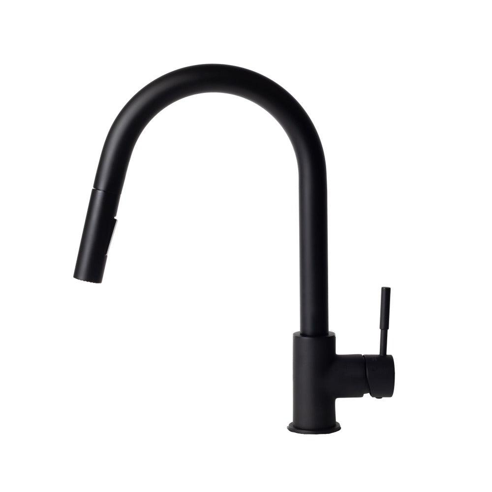 ZLINE Gemini Pull Down Single Handle Matte Black Kitchen Faucet - Modern High Arc Design for Sink, Dishwashing & Food Prep (GEM KF MB)