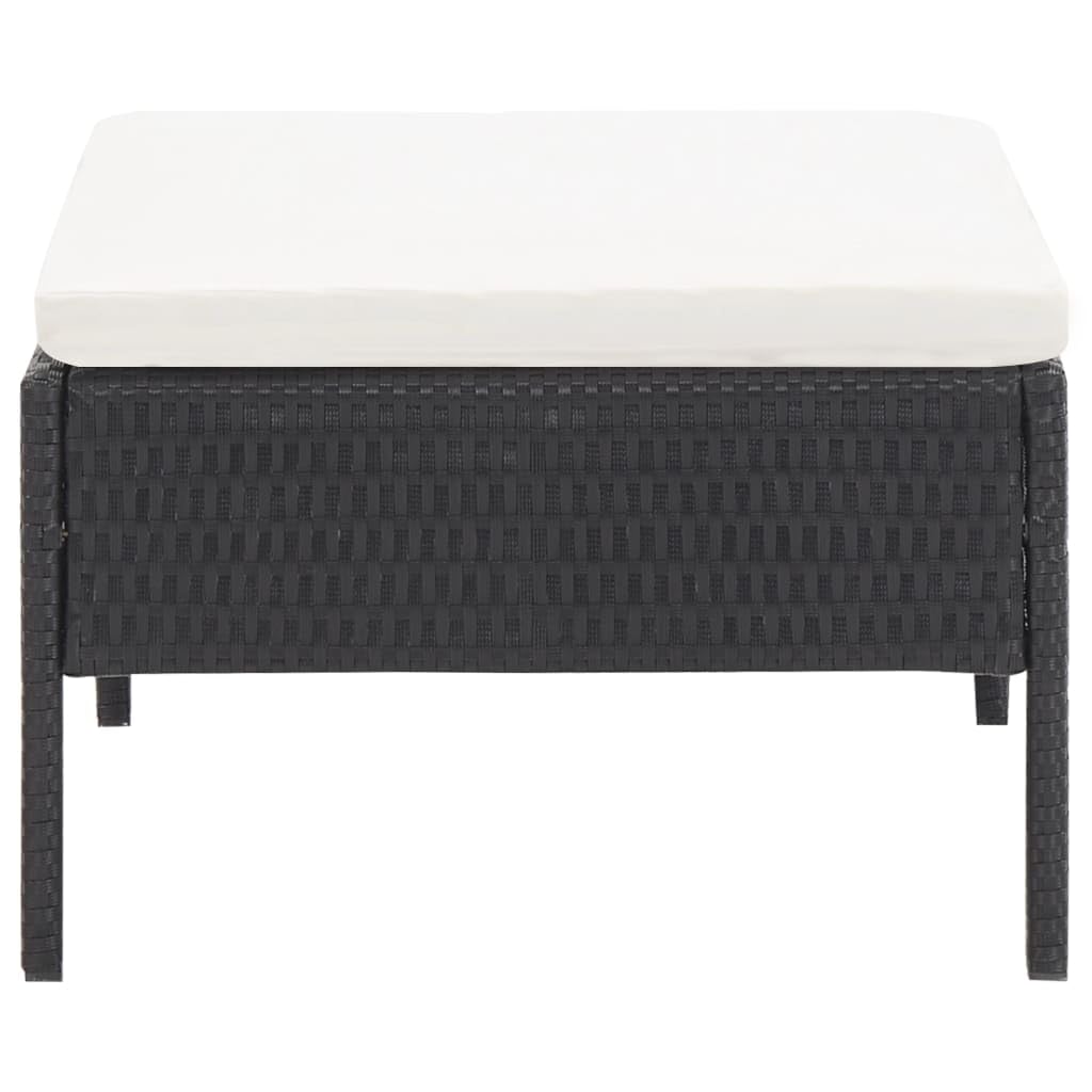 vidaXL 3-Piece Patio Lounge Set with Cushions - Black & Cream White Outdoor Furniture - Durable Poly Rattan & Powder-Coated Steel Frame - Perfect for Backyard, Poolside & Garden Relaxation
