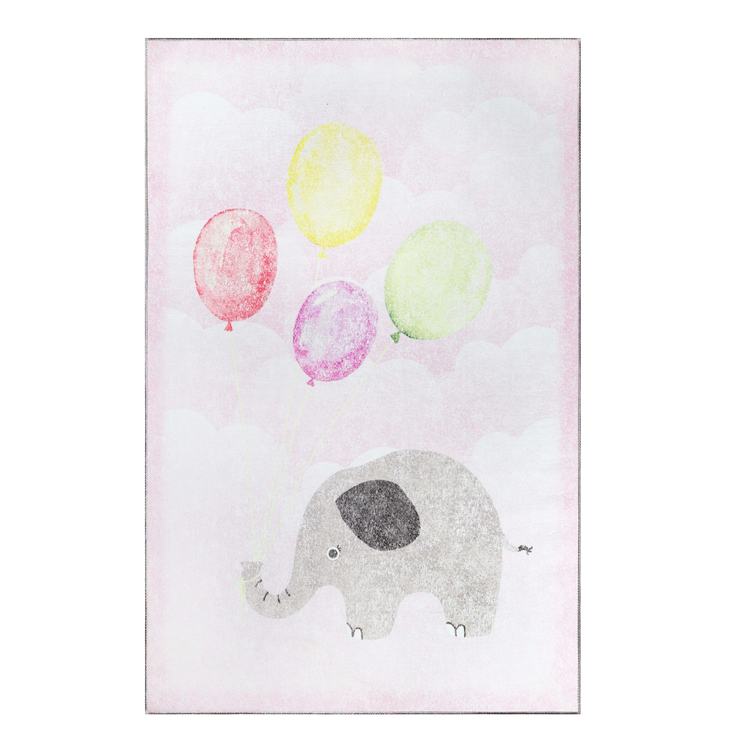Vibrant Elephant Non-Slip Kids Playroom Rug - Soft & Safe Floor Mat for Nursery, Bedroom, and Play Areas
