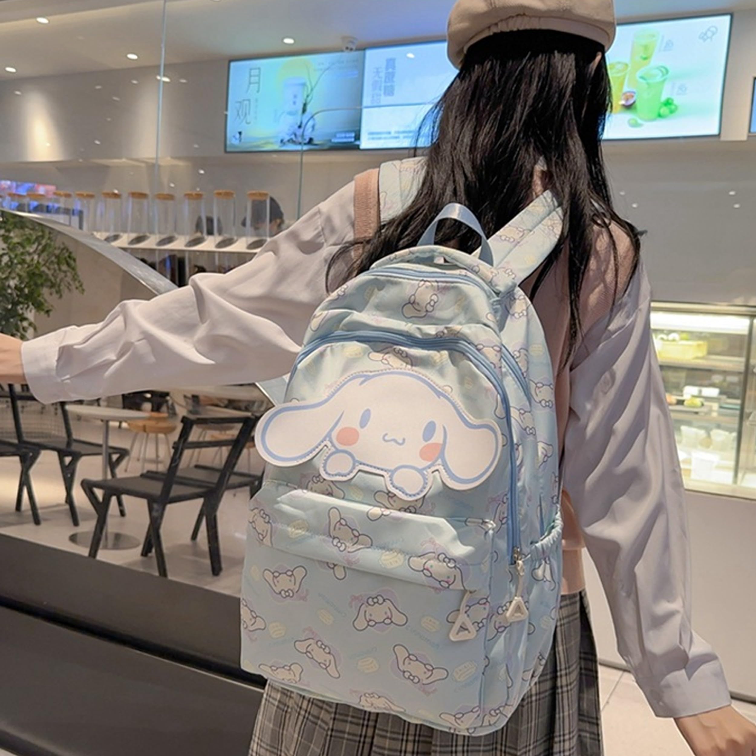 Roffatide Anime All Over Print Casual Backpack - Waterproof Laptop Backpack for Travel, Hiking & School - Blue Rucksack for College Students & Anime Fans