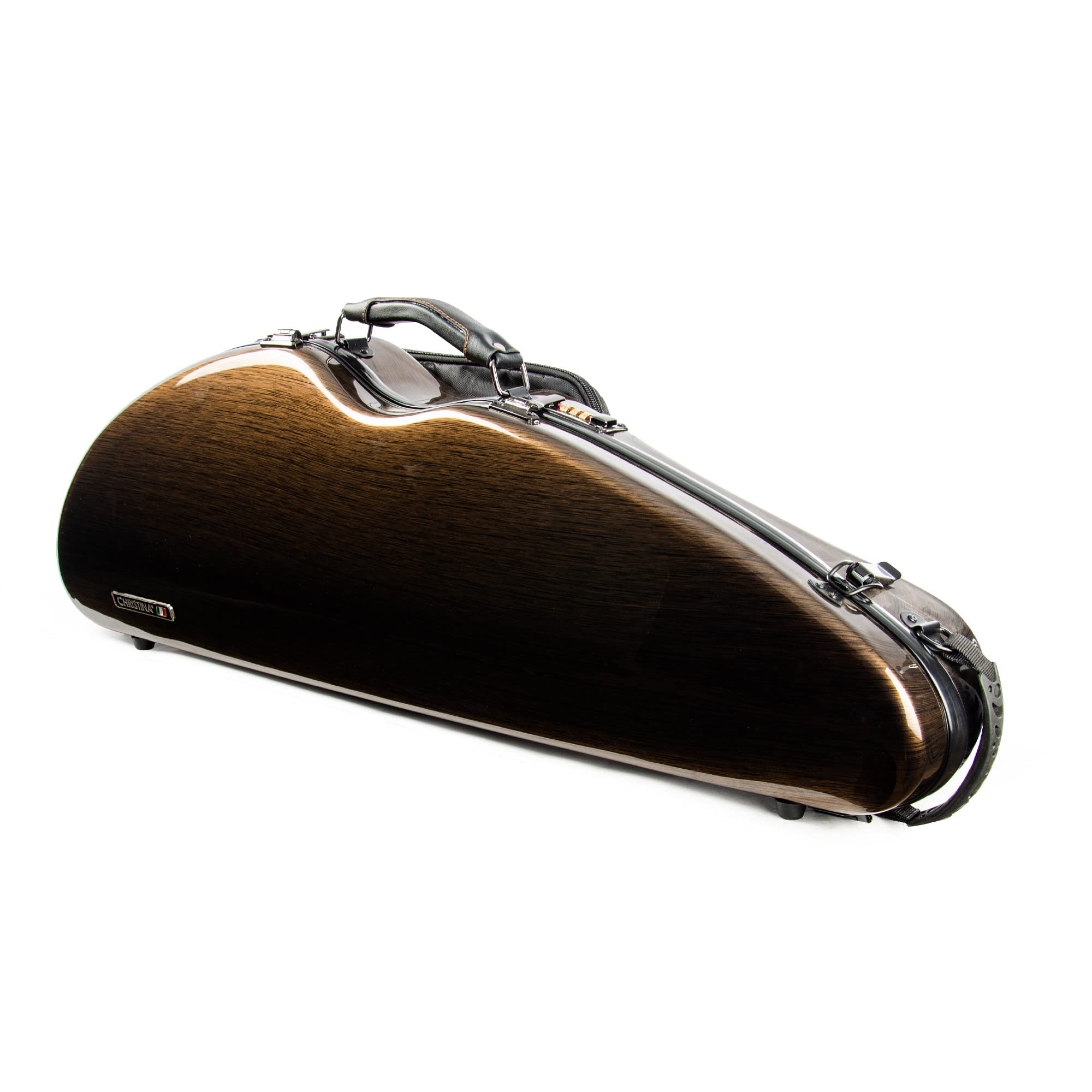 Premium 4/4 Full Size Violin Case - High-Strength Carbon Fiber Half Round Design with Combination Lock & Extra Storage Bag - Golden Hard Case for Professional Violinists | Perfect for Travel, Performances & Music School Use (VB-Semicircle-Golden)