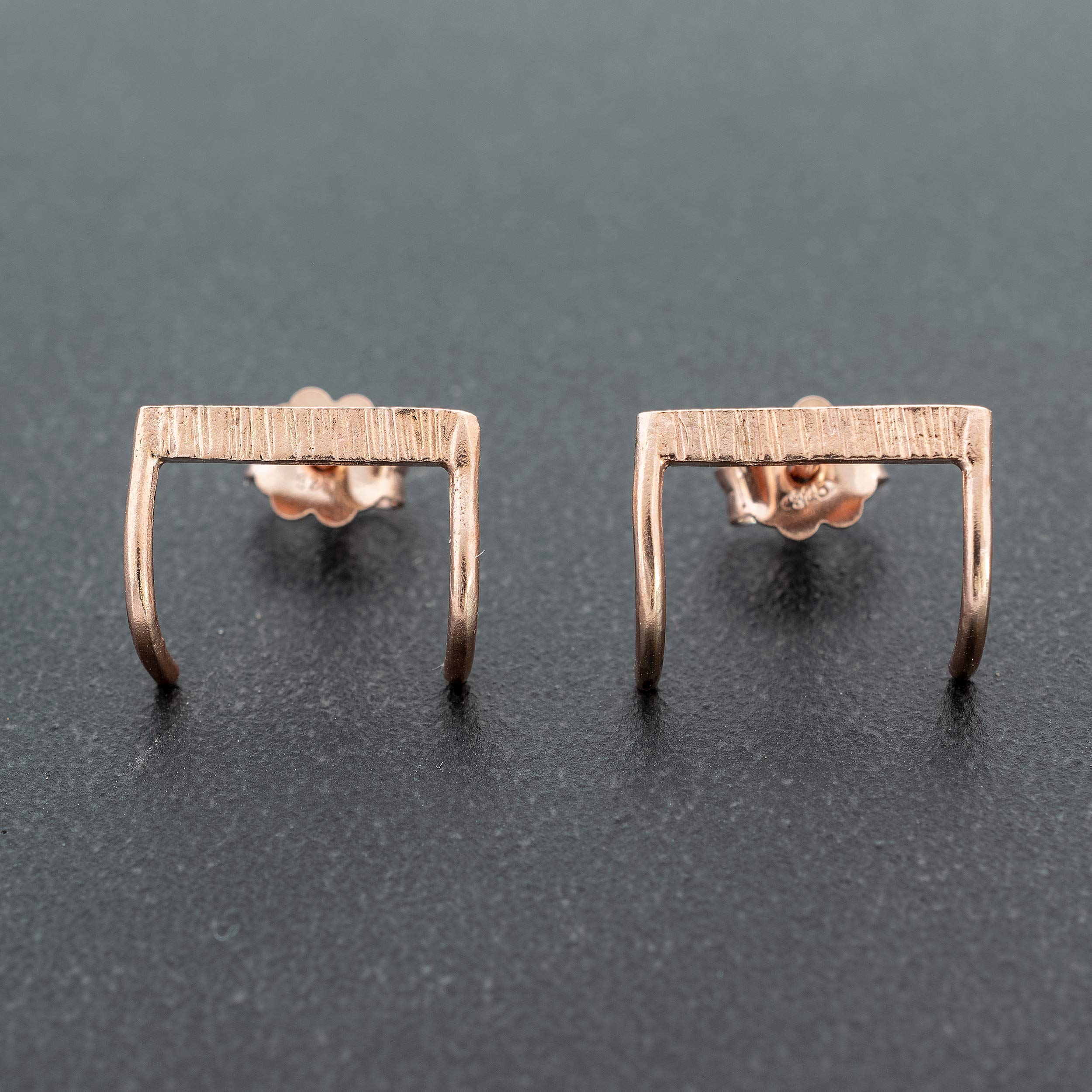 Handmade Sterling Silver Minimalist Stud Earrings - Dainty Black Geometric Huggie Earrings for Sensitive Ears | Perfect for Everyday Wear, Office & Special Occasions