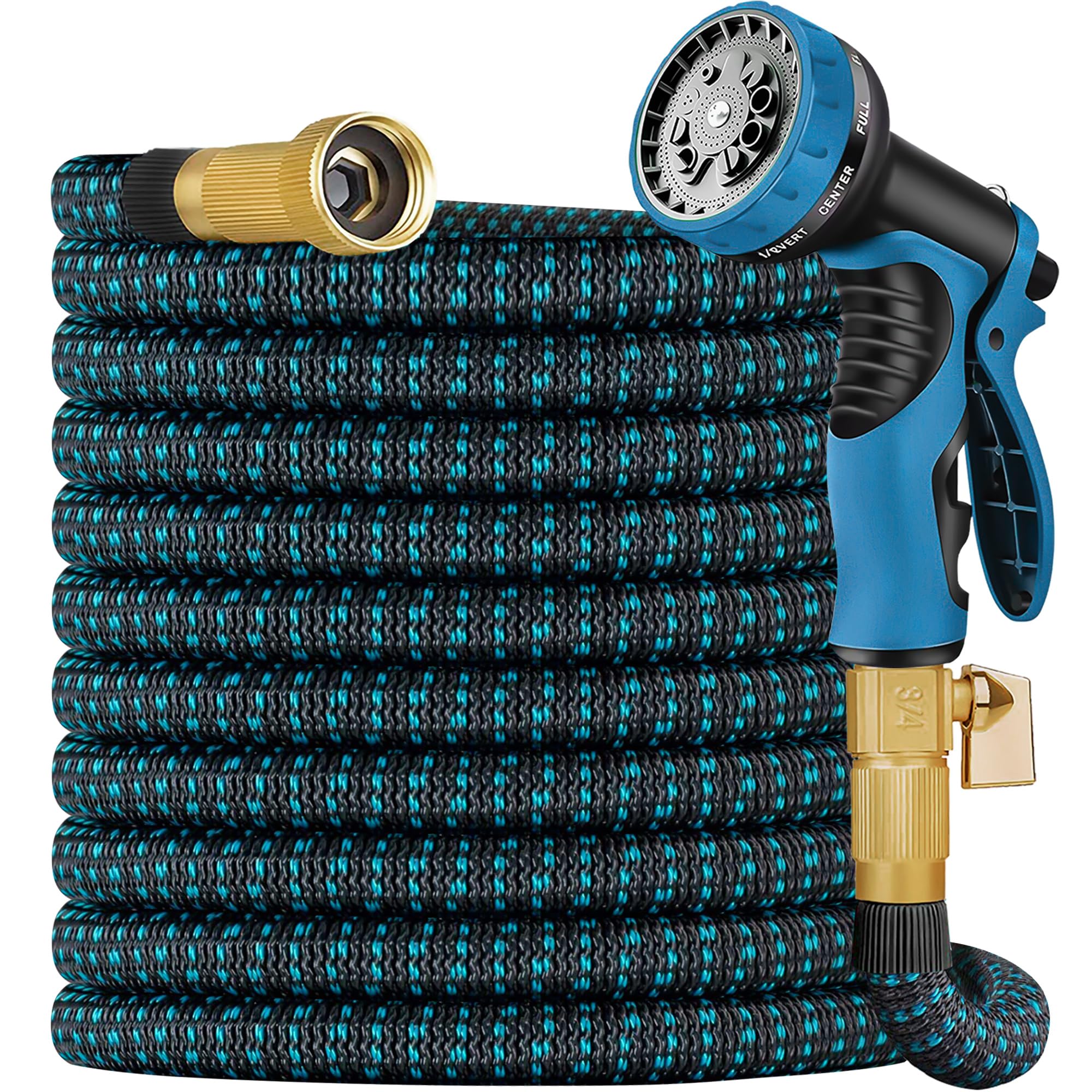 150 ft Expandable Garden Hose with 10-Function Spray Nozzle - Lightweight Flexible Water Hose with 5-Layer Latex Core & 3/4
