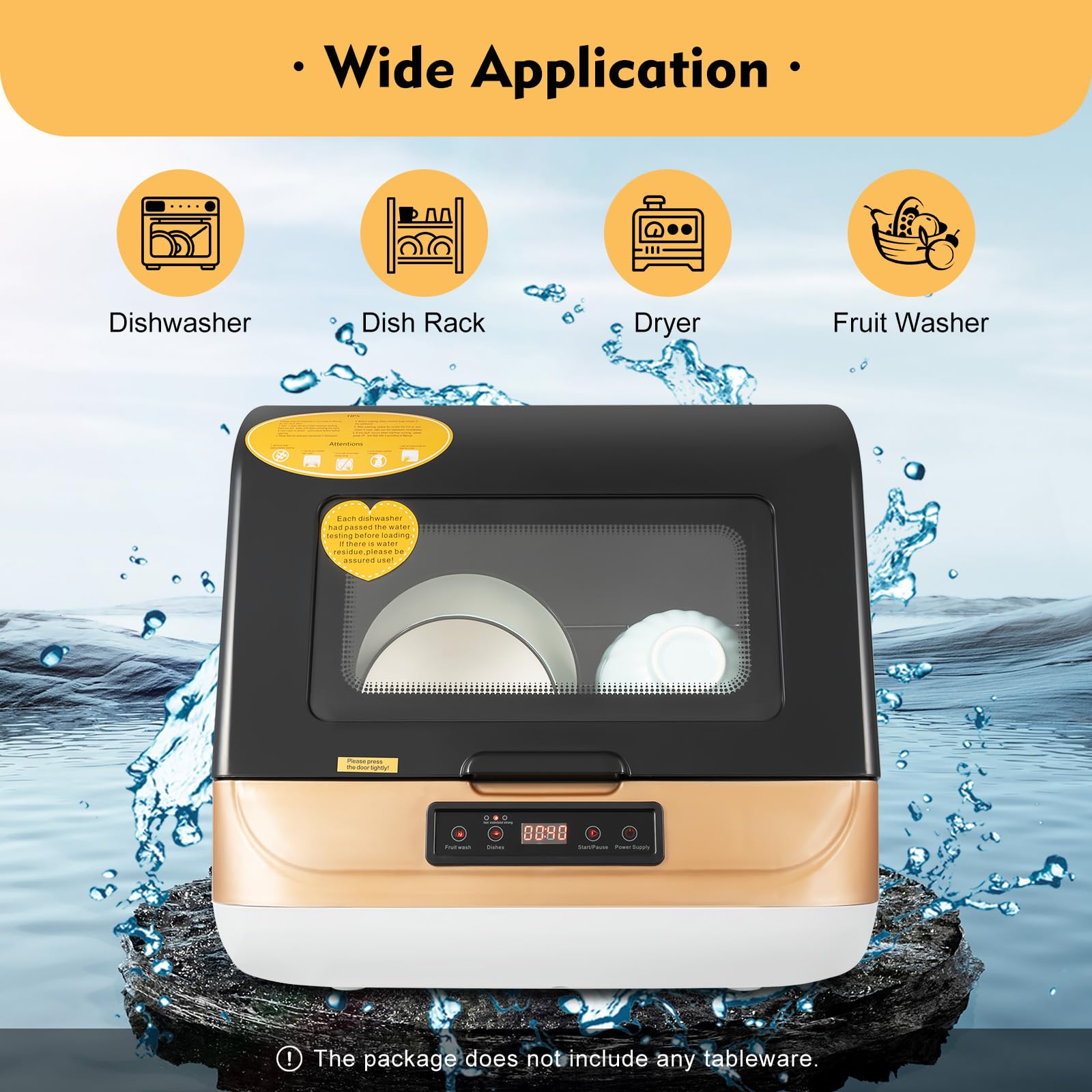 800W Portable Countertop Dishwasher - 3 Wash Modes & 2 Drying Methods, Compact Dishwasher for Small Apartments, Dorms, RVs - No Plumbing Required | Perfect for Kitchen, Studio, Camping & Tiny Homes