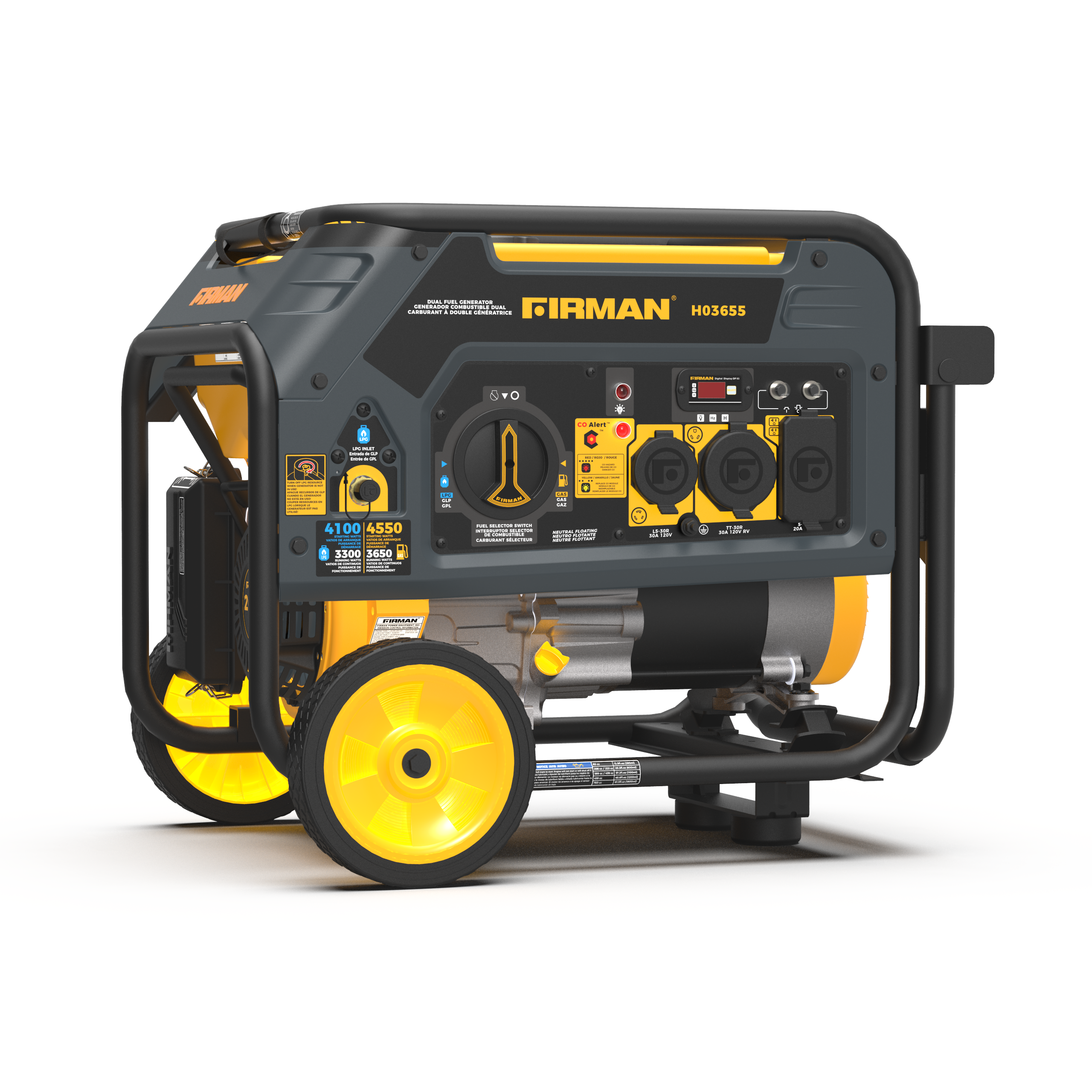 Dual Fuel Portable Generator 4550W/3650W with Recoil Start - Perfect for Camping, Home Backup & Outdoor Power Needs
