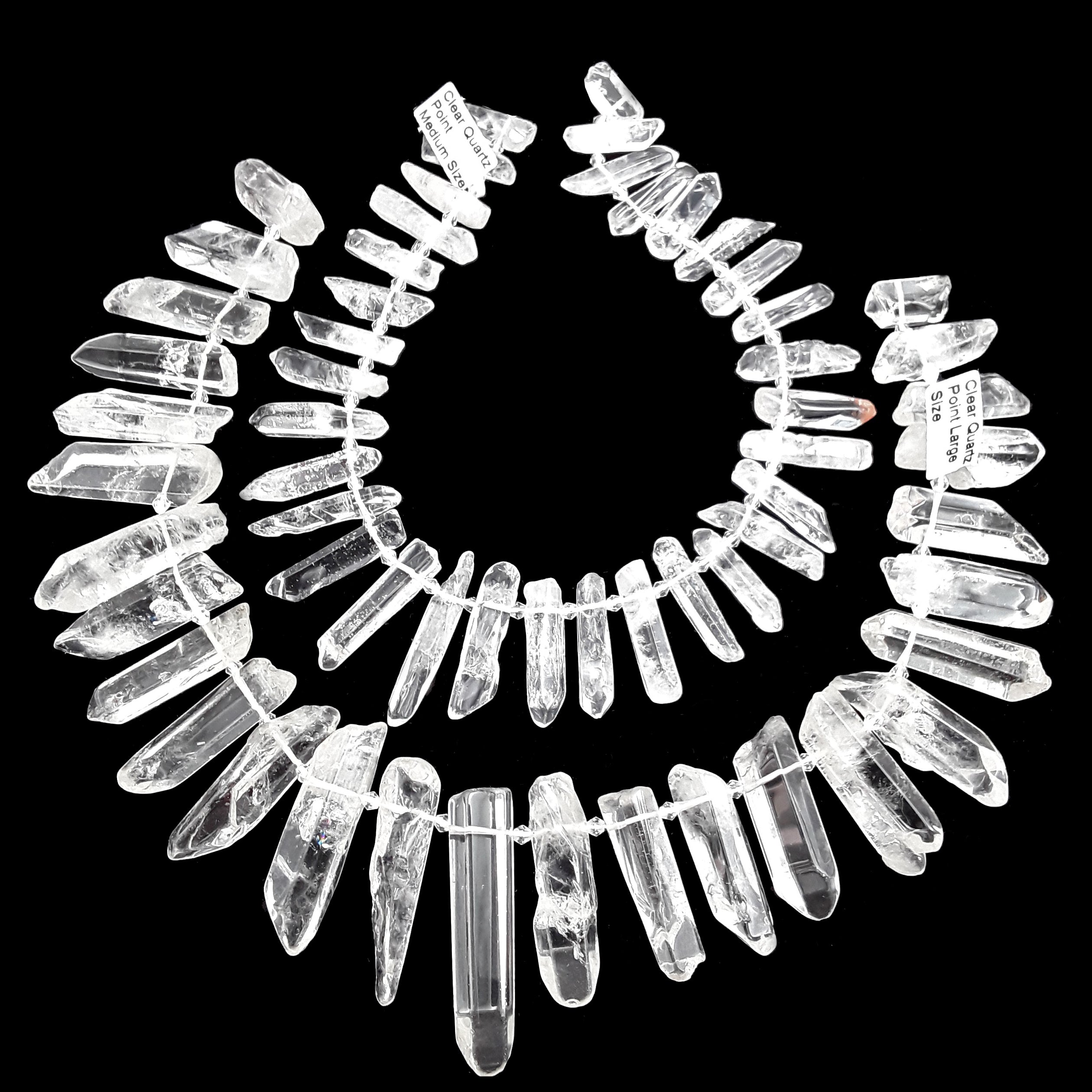 Clear Quartz Smooth Graduated Stick Points Beads - 14mm Size, 60mm Length, 15.5 Strand - Perfect for Jewelry Making, Meditation & Energy Healing
