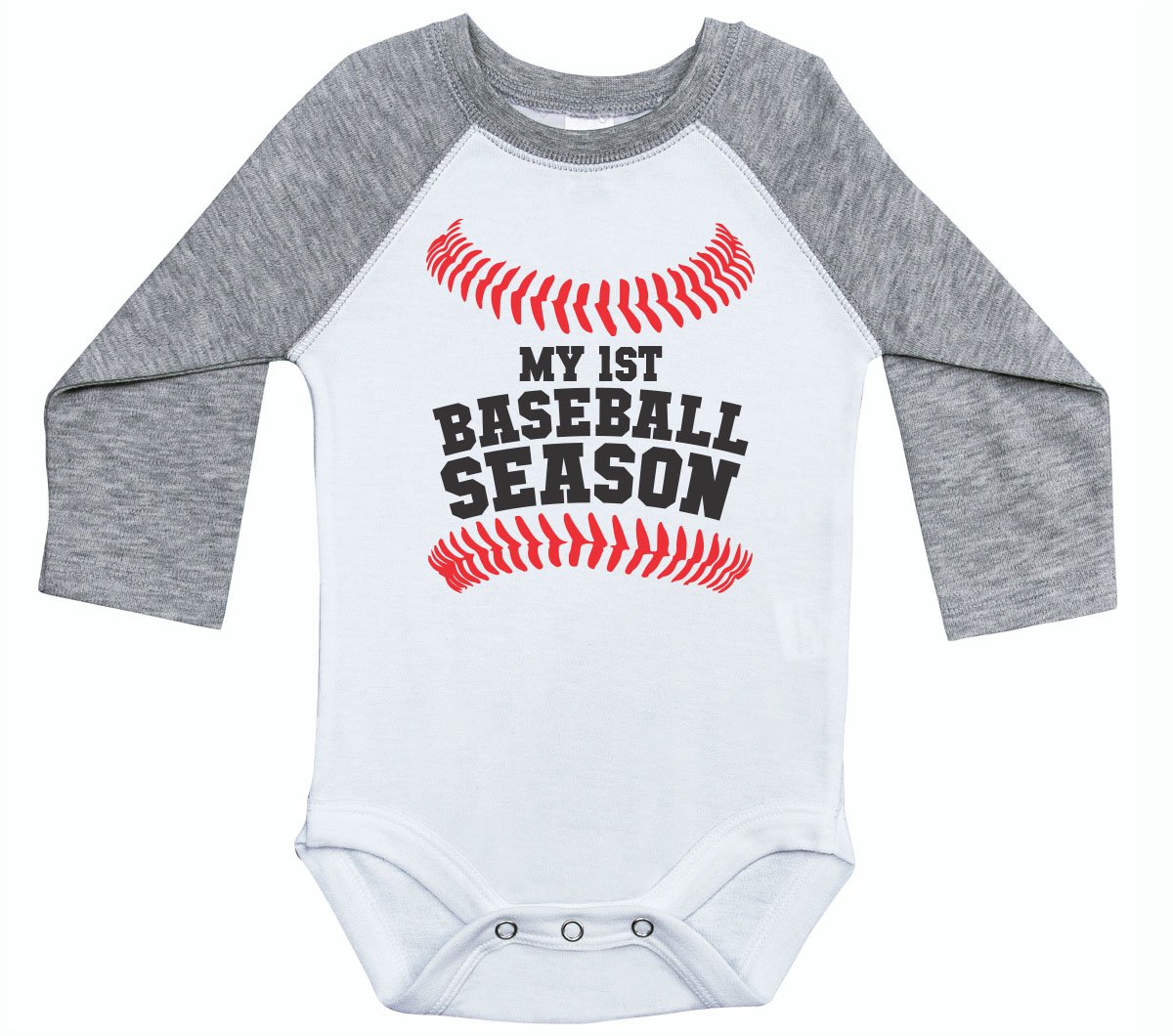 Unisex Baseball Long Sleeve Raglan Baby Onesie - My First Baseball Season Outfit for Newborns & Infants - Perfect for Baseball Games, Team Photos & Casual Wear