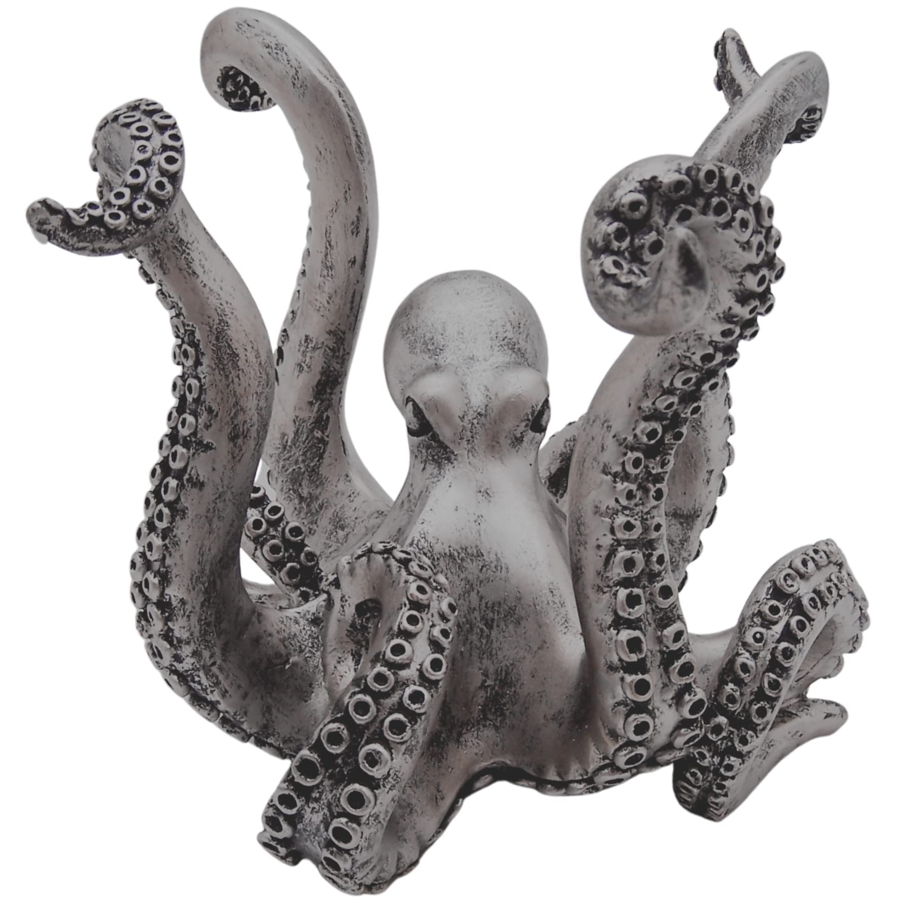 Silver Octopus Mug Holder - Unique Nautical-Themed Kitchen Organizer & Tabletop Decor (7.5 Inches) - Perfect for Coffee Cup Storage, Beach House Decor, and Ocean-Themed Gift Ideas