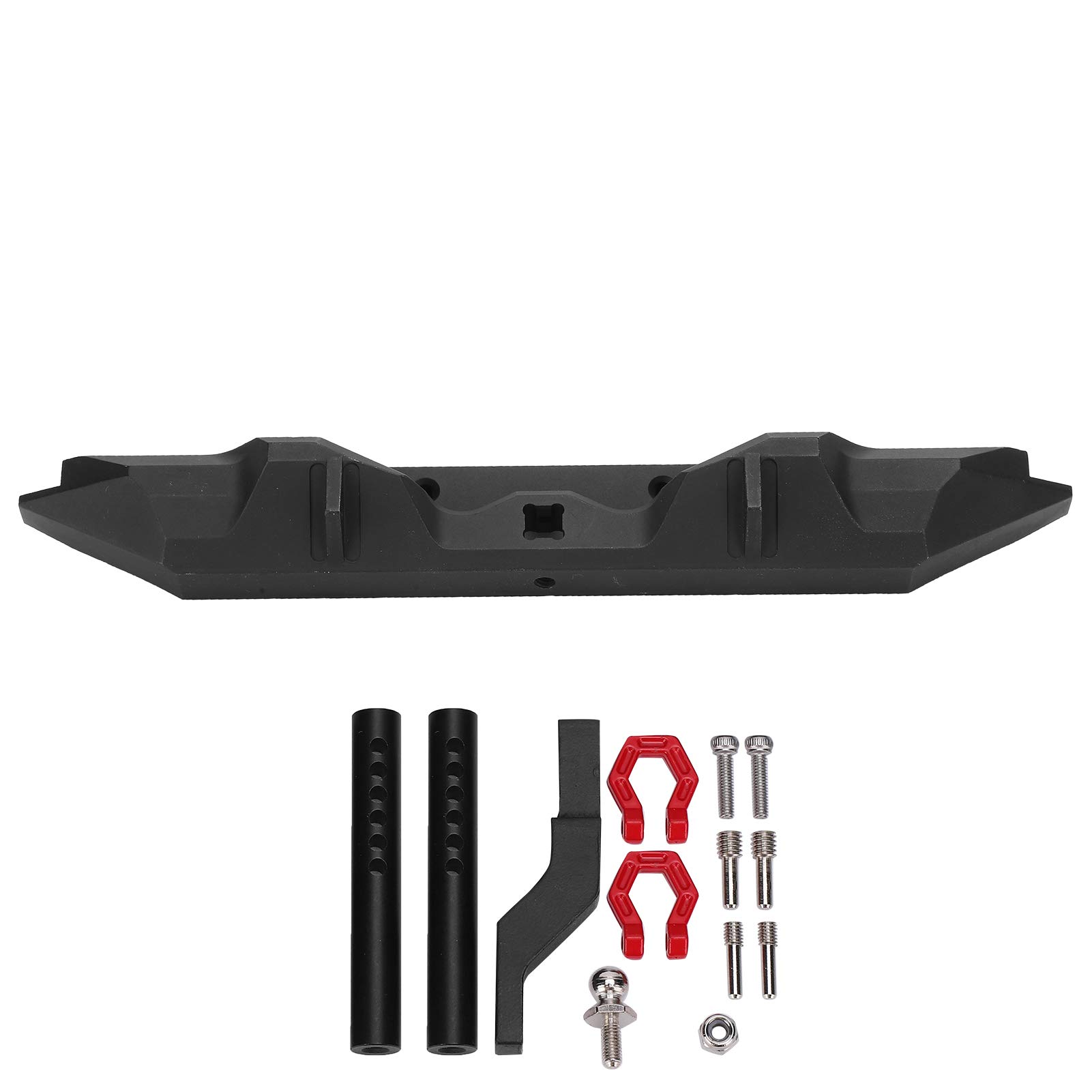 VGEBY Heavy Duty Metal Rear Bumper & Trailer Hitch Kit - Black RC Upgrade Accessories for SCX10 TRX4 1/10 Scale Crawler Cars | Off-Road Protection & Realistic Simulation | Perfect for Rock Crawling & Trail Adventures