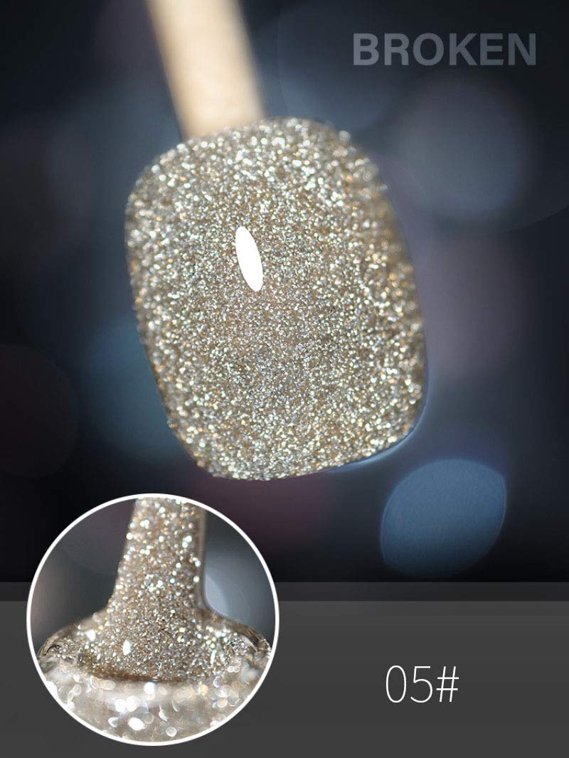 VERONNI Glitter Reflective Nail Gel Polish - Diamond Sparkly Shiny UV LED Gel for Nail Art, Gold Glitter Soak Off Manicure (05) | Perfect for Parties, Weddings & Special Occasions