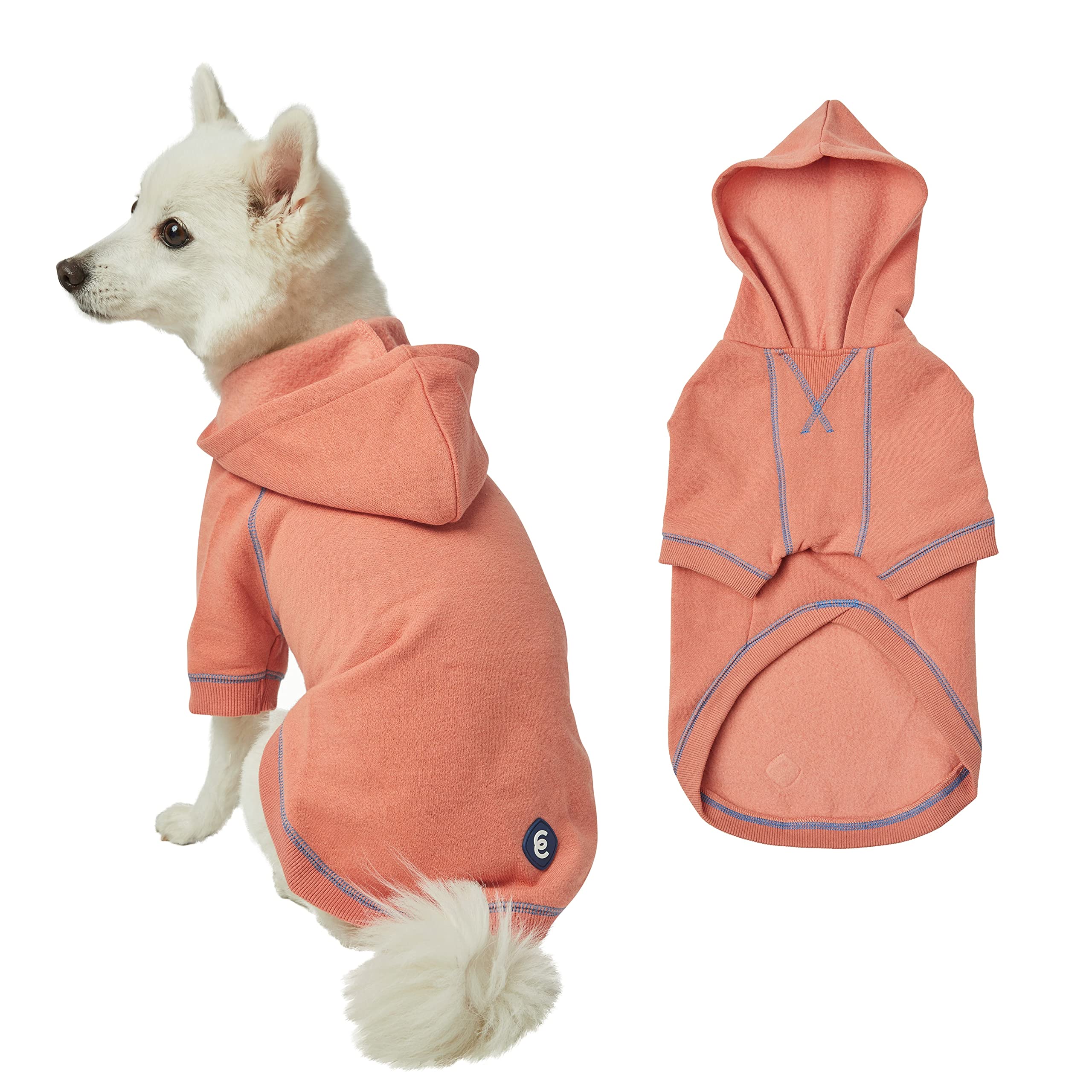 2023 Blueberry Pet Essentials Soft & Comfy Cotton Blend Dog Hoodie Sweatshirt - Coral Color, 22