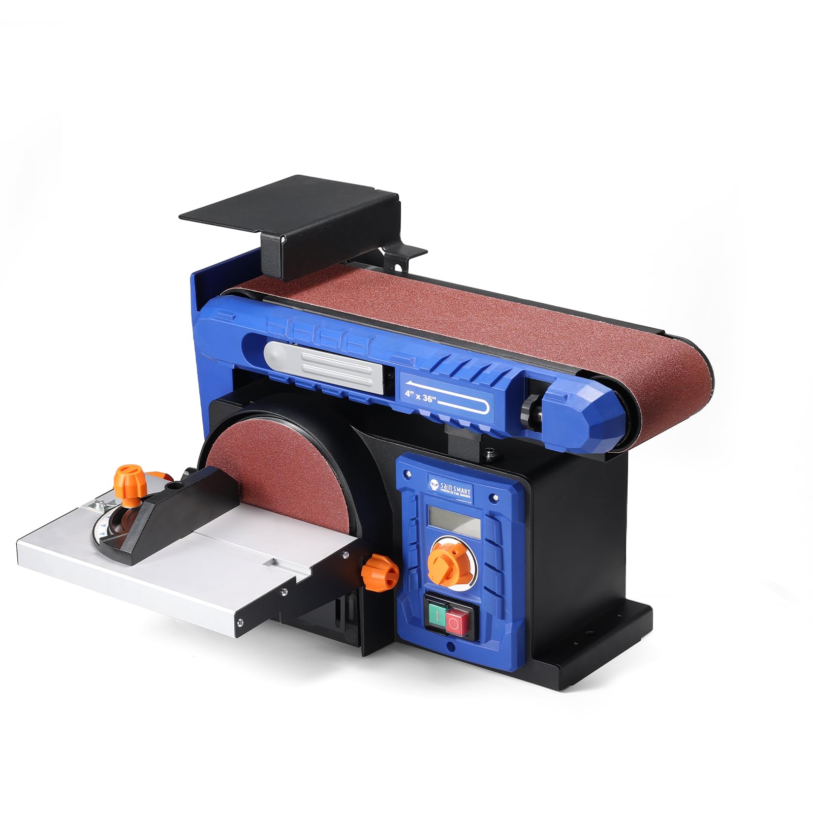 SainSmart 4x36 Inch Belt & 6 Inch Disc Sander Combo - Adjustable Speed up to 3450 RPM, Benchtop Sanding Machine with Full Copper Motor, 0-90° Belt & 0-45° Tilting Worktable, Dust Collection Port - Perfect for Woodworking, Metal Polishing, and DIY Projects