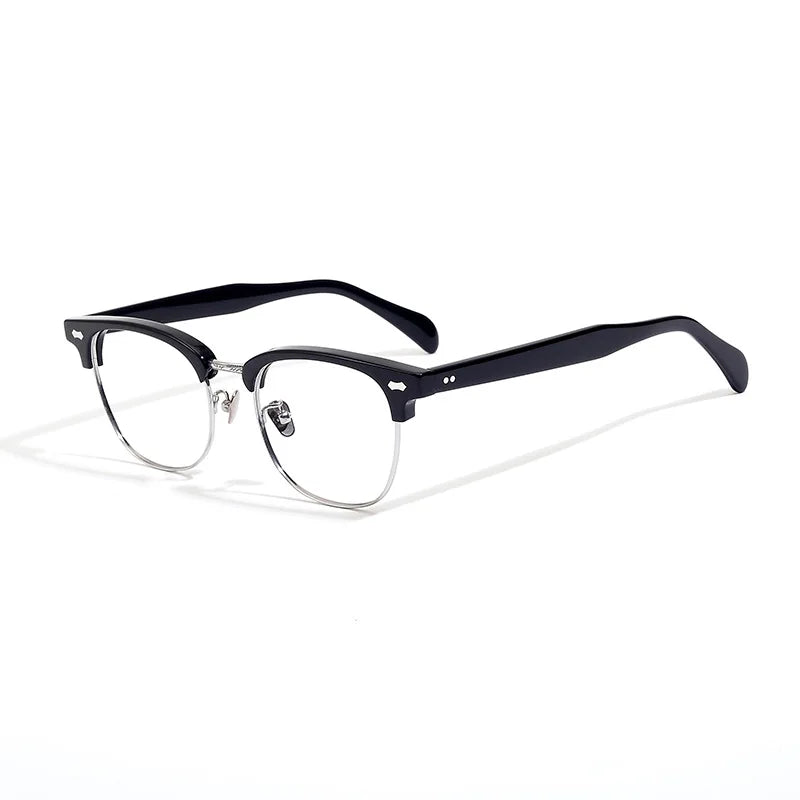 Stylish Unisex Black Titanium Acetate Square Eyeglasses Frame 49010 - Perfect for Work, Reading & Fashion Accessories