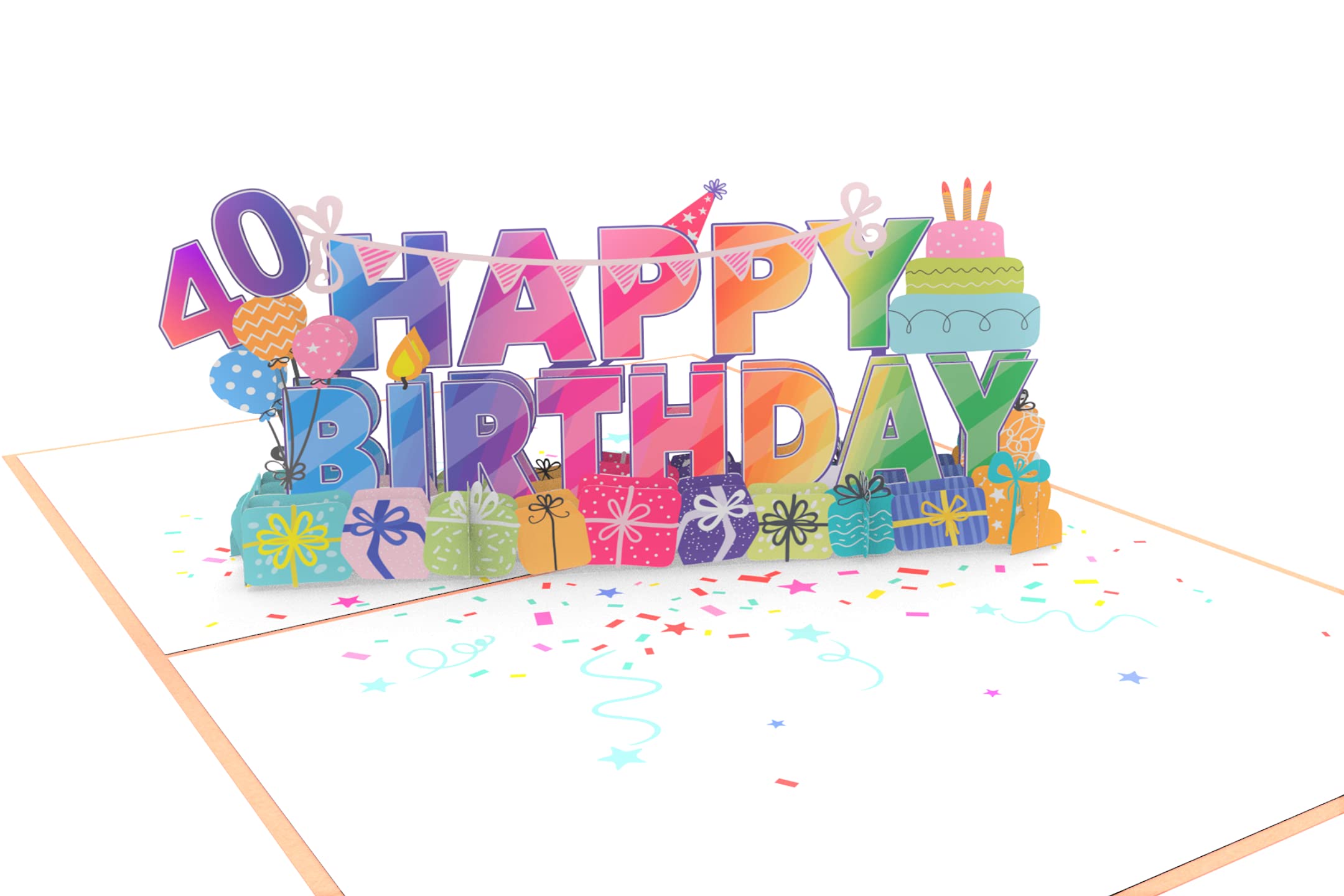 40th Birthday Pop Up Card - Unique 3D Greeting Card for 40th Birthday Celebration - Perfect Gift for Daughter, Son, Granddaughter, Niece or Nephew - Great for Milestone Birthday Parties & Special Occasions