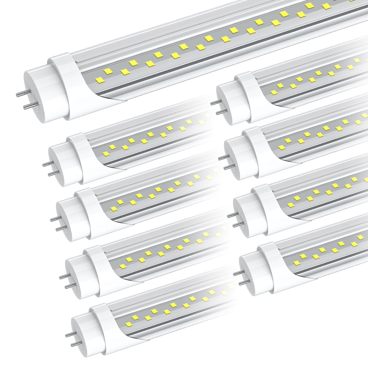 T8 T12 LED Tube Light Bulbs 4 Foot (48 Inch) - 24W 3120LM 6000K Daylight - Plug & Play or Ballast Bypass - Type A+B Dual-Ended Fluorescent Replacement (8 Pack) - Perfect for Offices, Warehouses, Garages and Retail Stores