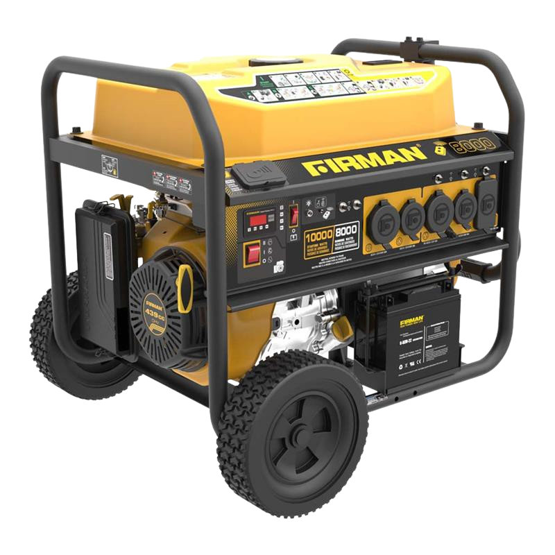 Firman P08003 8000W 10000W 50 Amp Remote Start Gas Powered Generator - Portable Power for Home Backup, Camping & Outdoor Events