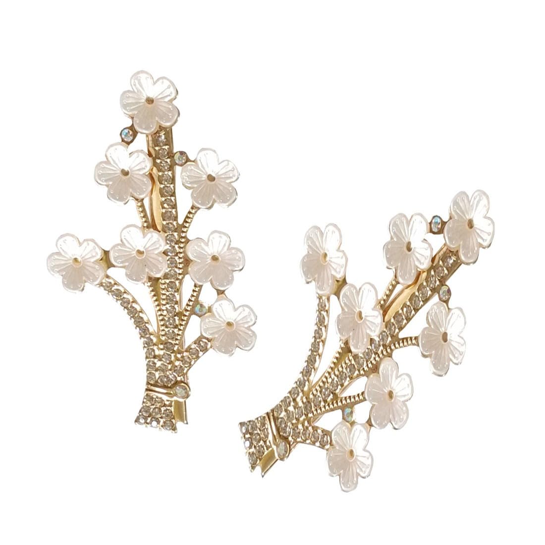DENICRAAS Pearl Hair Claw Clips - Strong Hold Non-Slip Hair Clips for Women, Champagne Gold Hair Accessories for Thick or Thin Hair (2 Pack) - Perfect for Daily Use, Birthday Gifts & Special Occasions