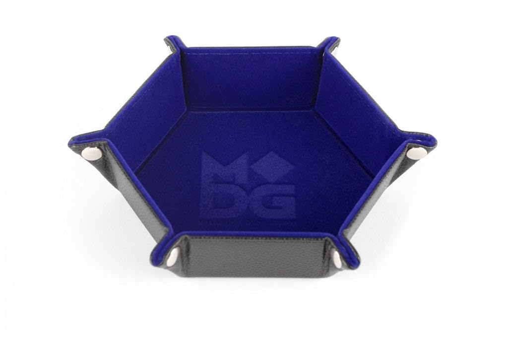 MDG Hexagon Foldable Dice Tray - Portable Blue Gaming Accessory for D&D, MTG, Board Games & Role Playing (Perfect for Tabletop Gaming & Travel)