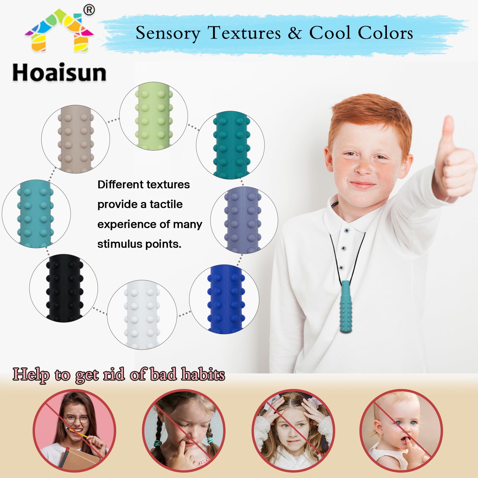 8 Pack Silicone Chew Necklaces for Kids & Adults - Sensory Chew Toys for Autism, ADHD, SPD - Reduce Biting, Chewing & Fidgeting - Perfect for School, Travel & Stress Relief