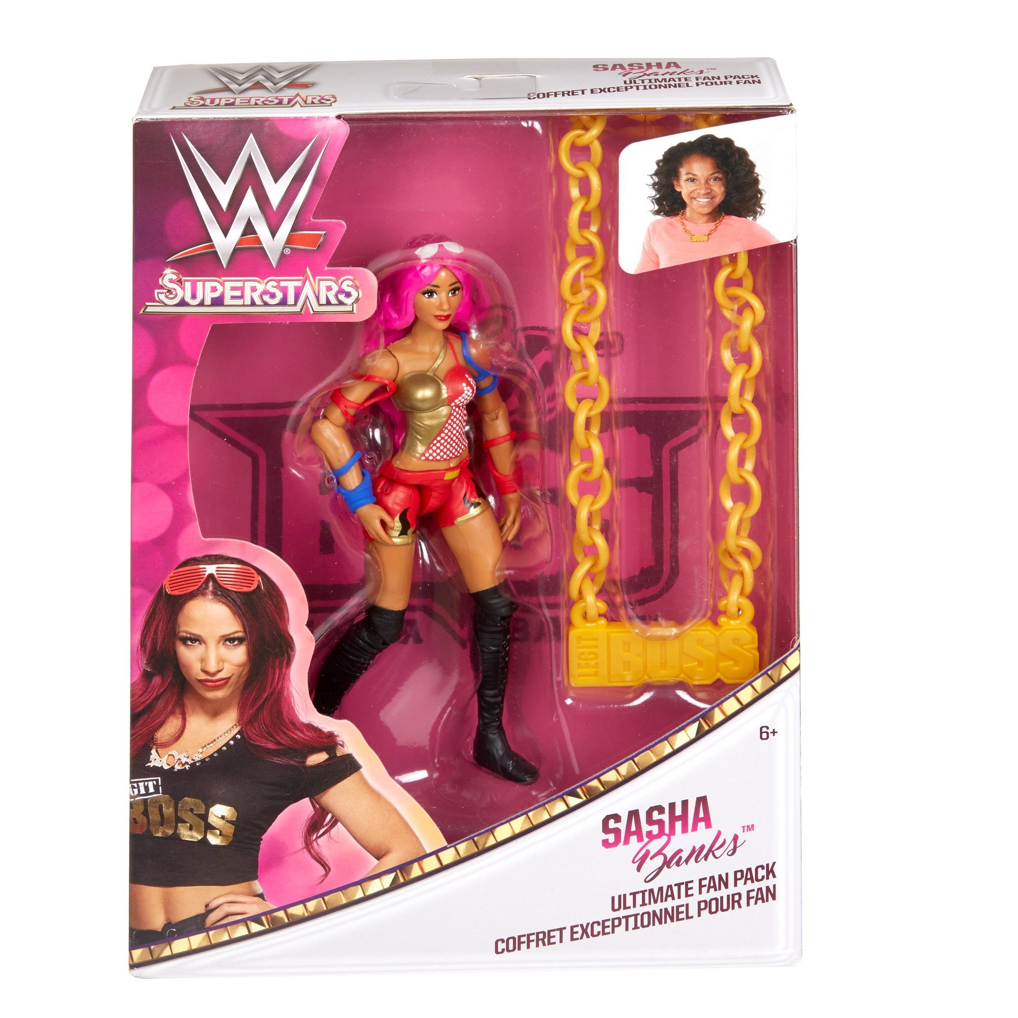 WWE Sasha Banks Ultimate Fan Pack - Authentic Collectible Action Figure & Merchandise Set for WWE Fans - Perfect for Gifts, Display, and Wrestling Enthusiasts