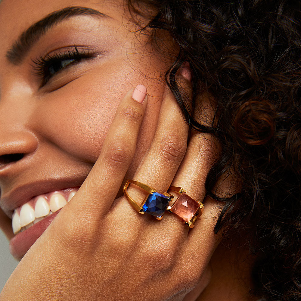 Mini Plaza Ring in Midnight Blue - Elegant Dainty Stackable Ring for Women, Perfect for Everyday Wear, Gift Giving & Special Occasions