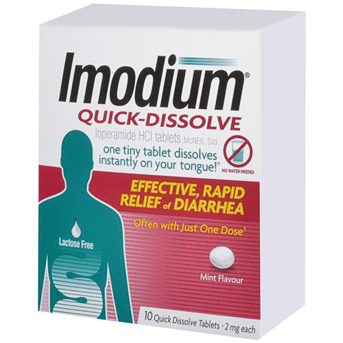 Imodium Quick Dissolve Anti-Diarrhea Tablets - 10 Count Pack | Fast Relief for Diarrhea & Upset Stomach | Perfect for Travel, Work & Emergency Use