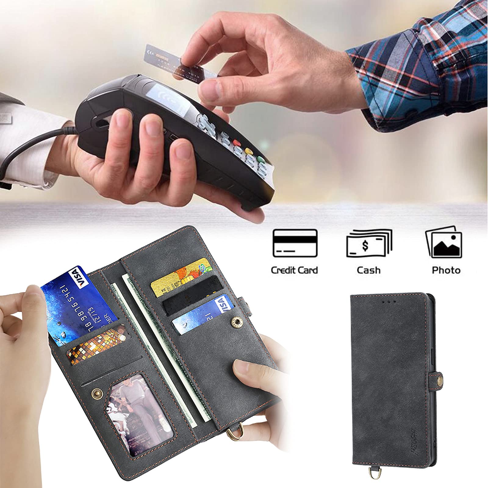 Magnetic Wallet Case for iPhone 7/8/SE (2020 & 2022) - 2-in-1 Detachable Cover with 9 Card Slots, Kickstand & Wrist Strap | Premium Flip Leather Phone Case (Black) | Perfect for Work, Travel & Everyday Protection