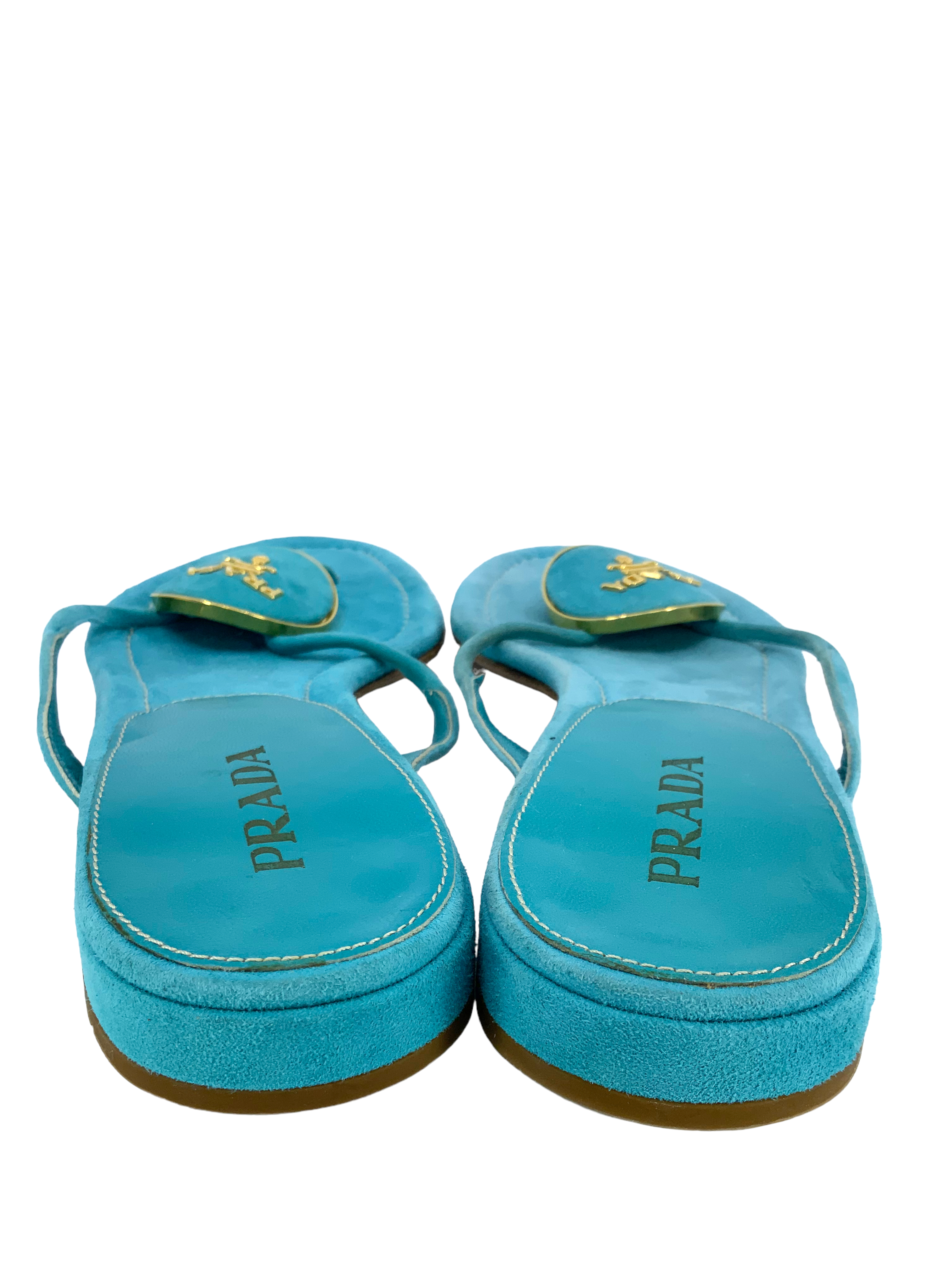 Prada Suede Logo Thong Sandals Women's Size 8.5 - Comfortable Luxury Flip Flops for Beach, Pool & Summer Outfits